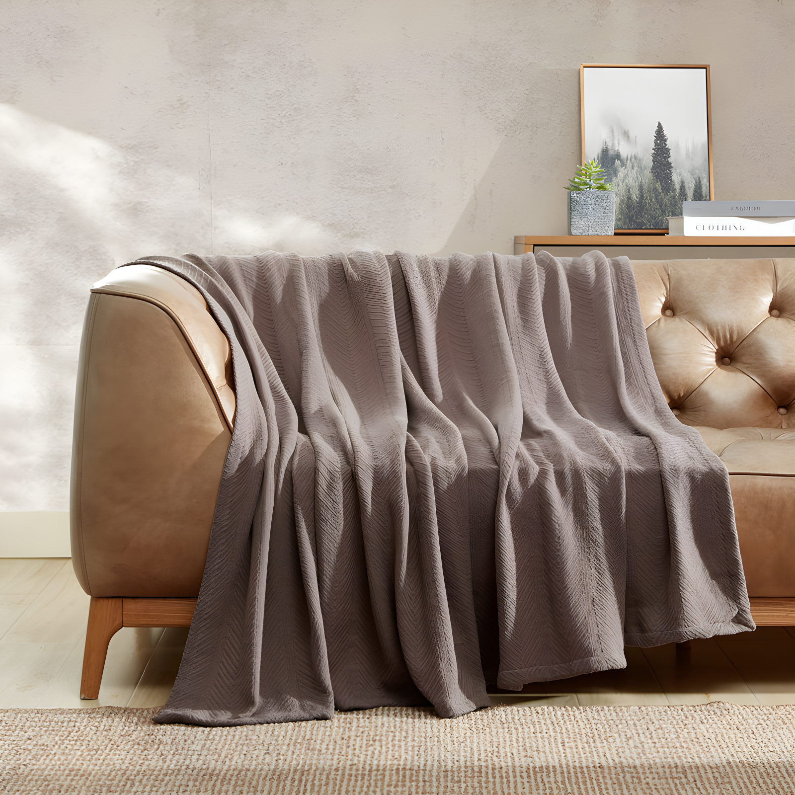 Eddie Bauer Herringbone Cotton Reversible Blanket