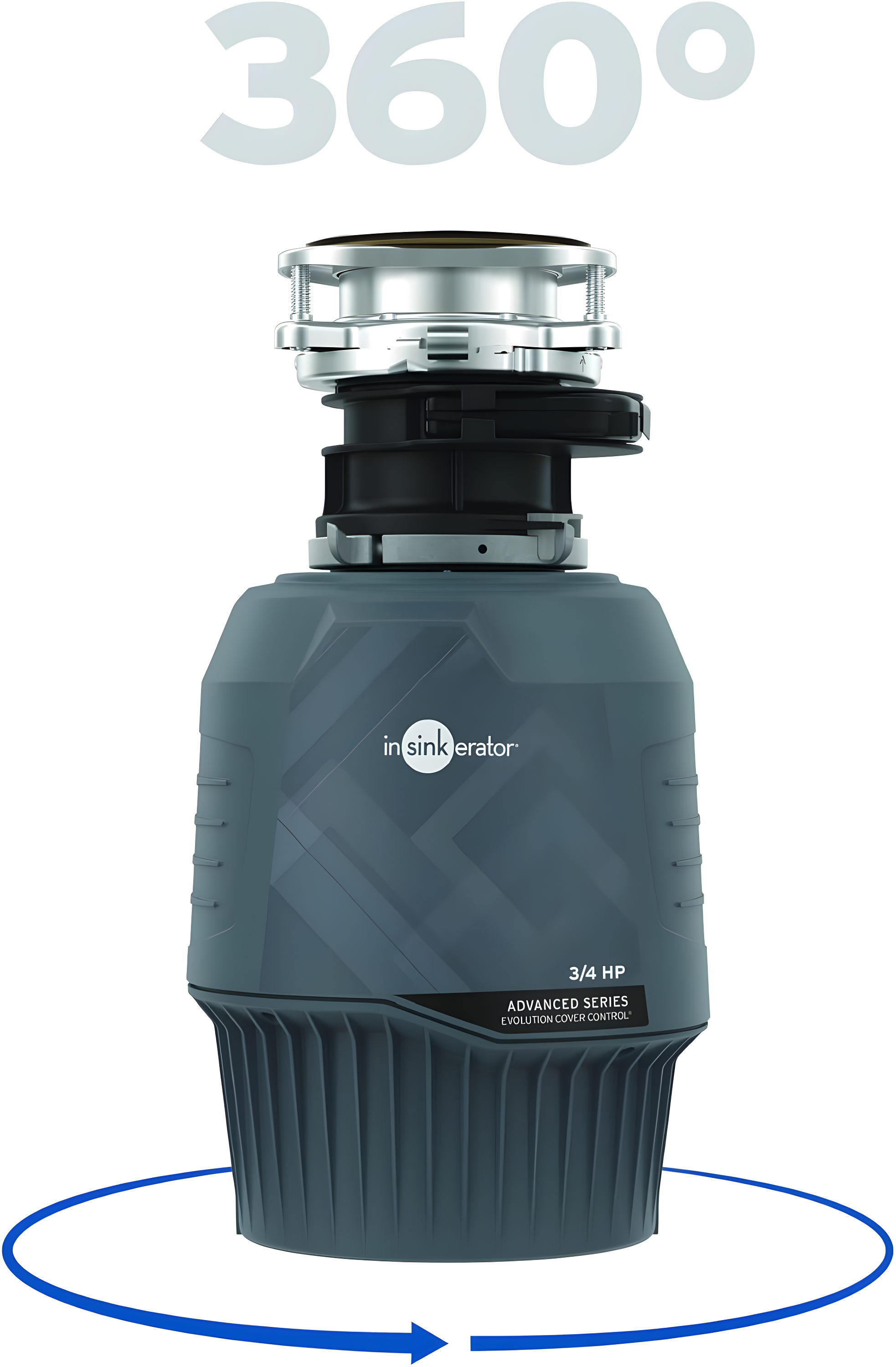 InSinkErator Evolution Cover Control 3/4 HP Garbage Disposal, Advanced Series Batch Feed Food Waste Disposer