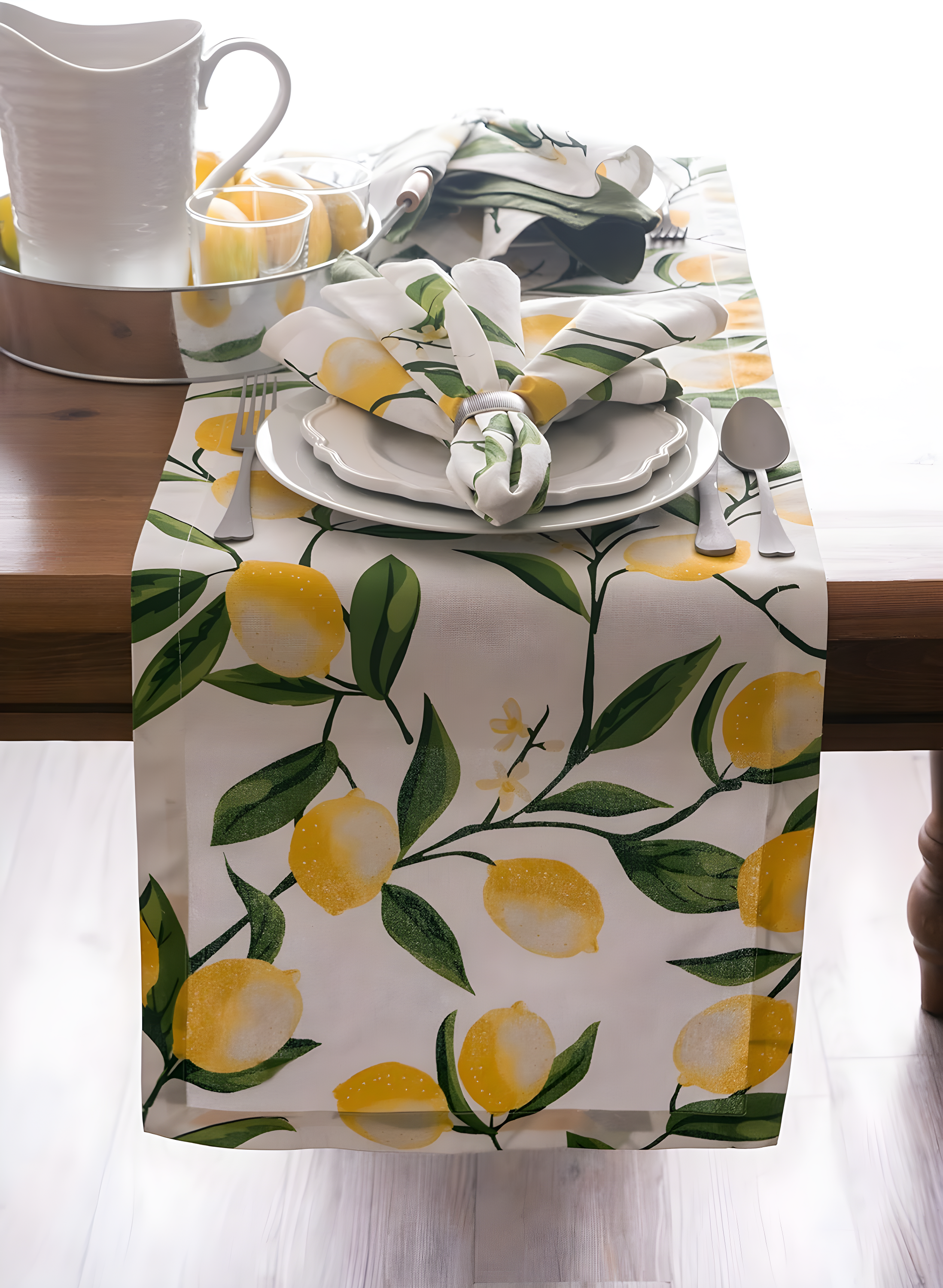 Design Imports Lemon Bliss Print Outdoor Table Runner 14X108 Inches
