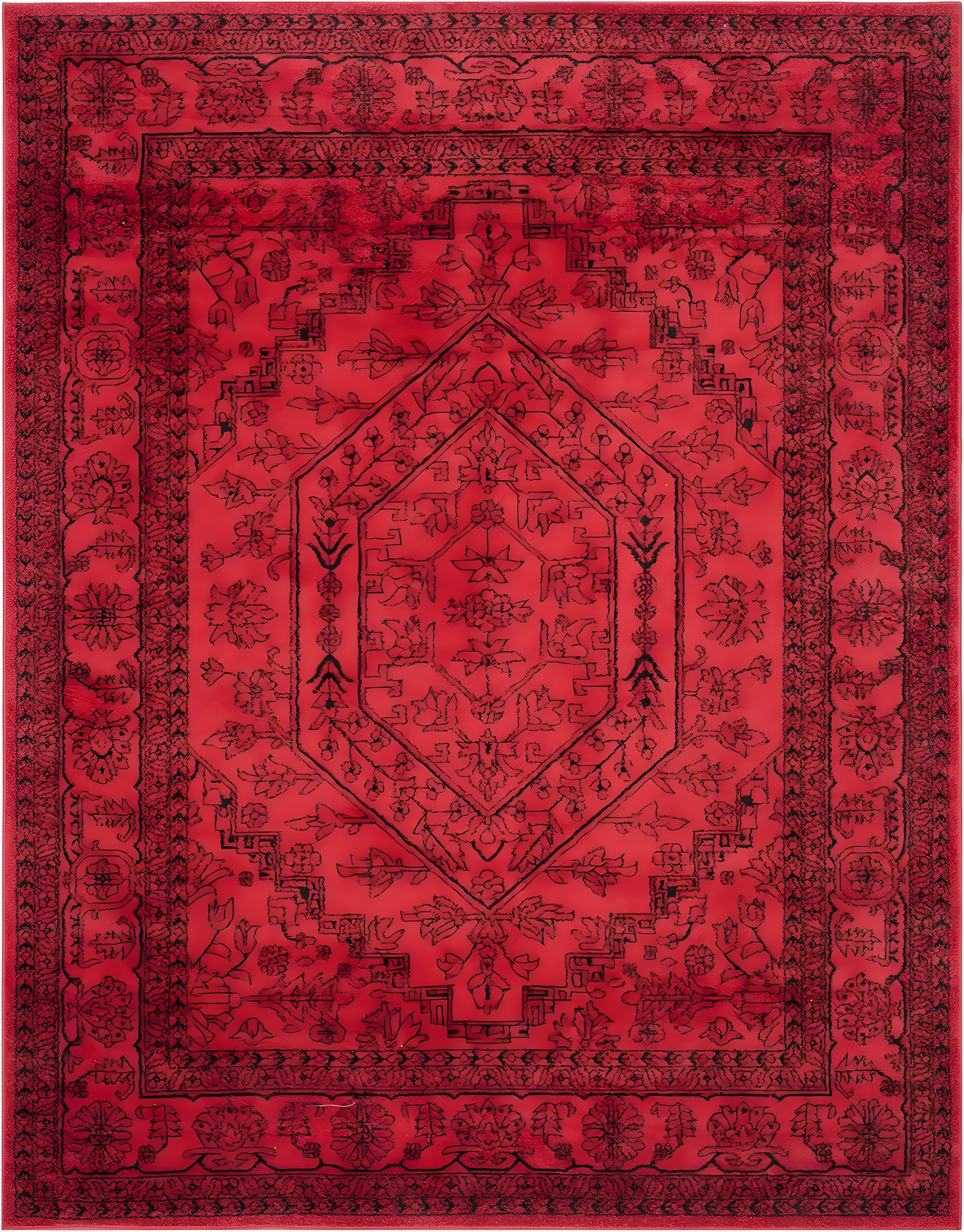 Adirondack ADR108 Power Loomed Area Rug - Red/Black - 6'x9' - Safavieh.