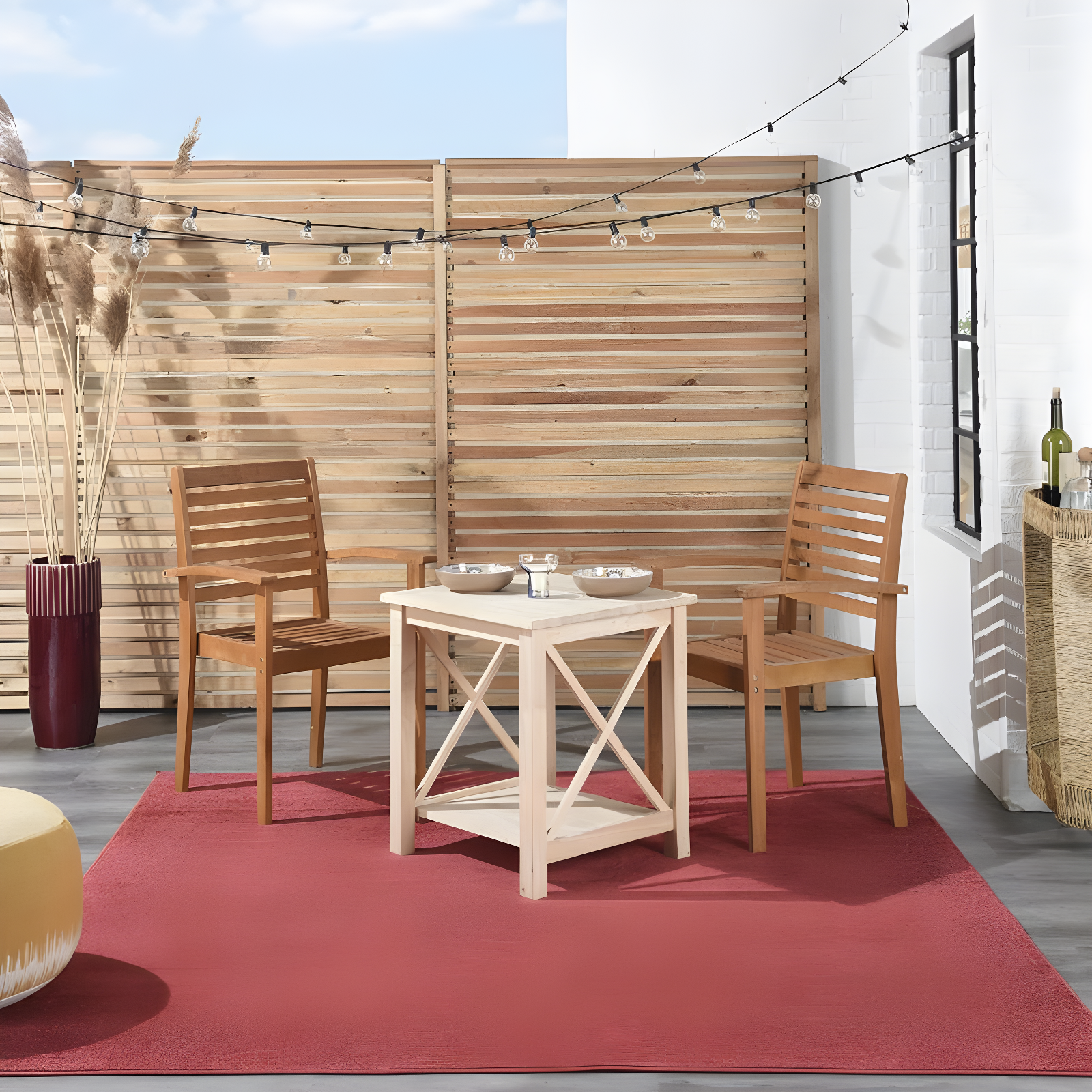 Nourison Essentials Easy Care Indoor Outdoor Area Rug - Brick Red 5' x Square