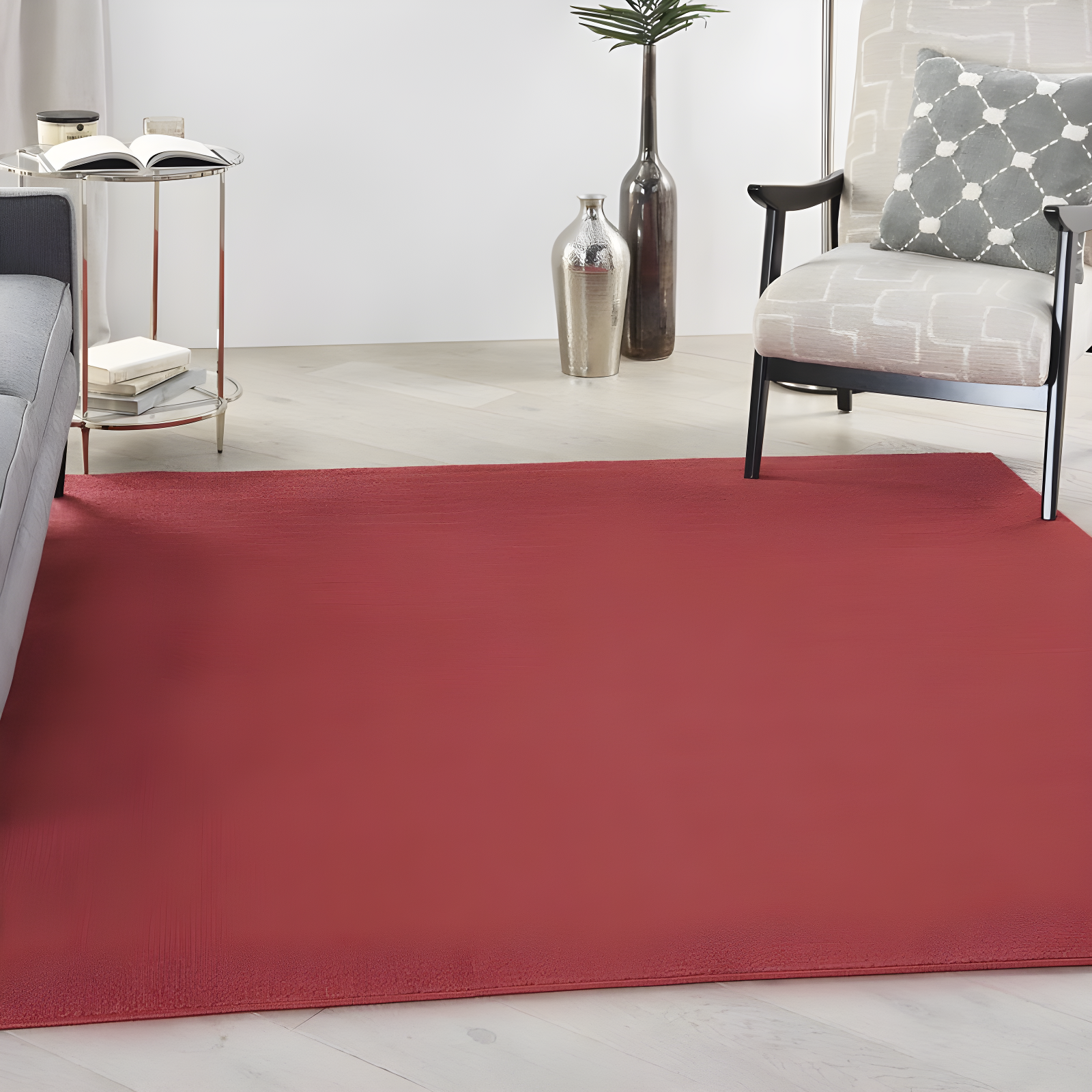 Nourison Essentials Easy Care Indoor Outdoor Area Rug - Brick Red 5' x Square