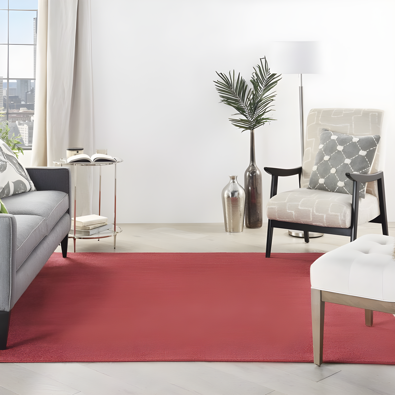 Nourison Essentials Easy Care Indoor Outdoor Area Rug - Brick Red 5' x Square