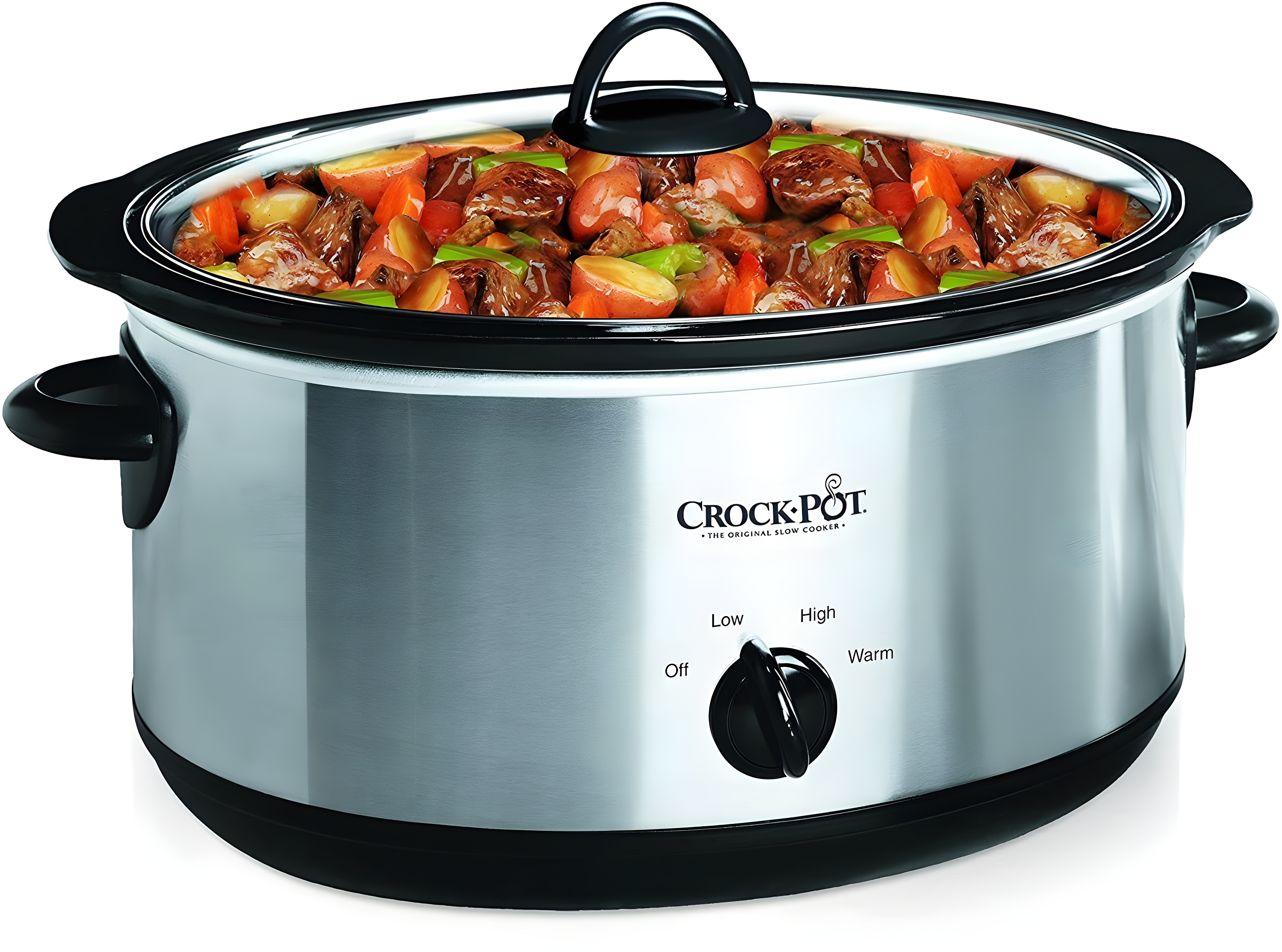 Crock-Pot 7qt Manual Slow Cooker - Stainless Steel: Original Slow Cooker, Removable Stoneware, Stay-Cool Handles, 270W
