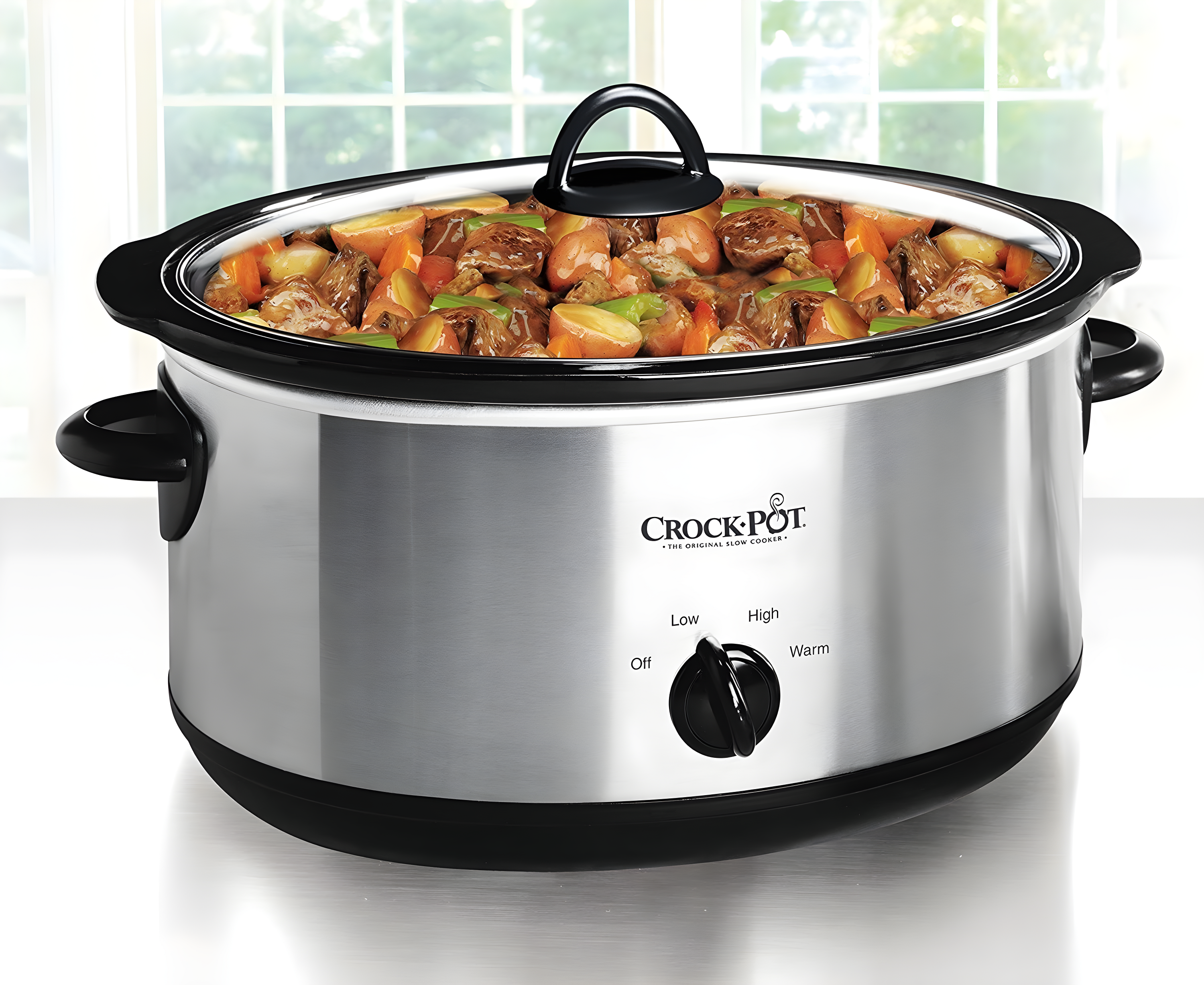 Crock-Pot 7qt Manual Slow Cooker - Stainless Steel: Original Slow Cooker, Removable Stoneware, Stay-Cool Handles, 270W