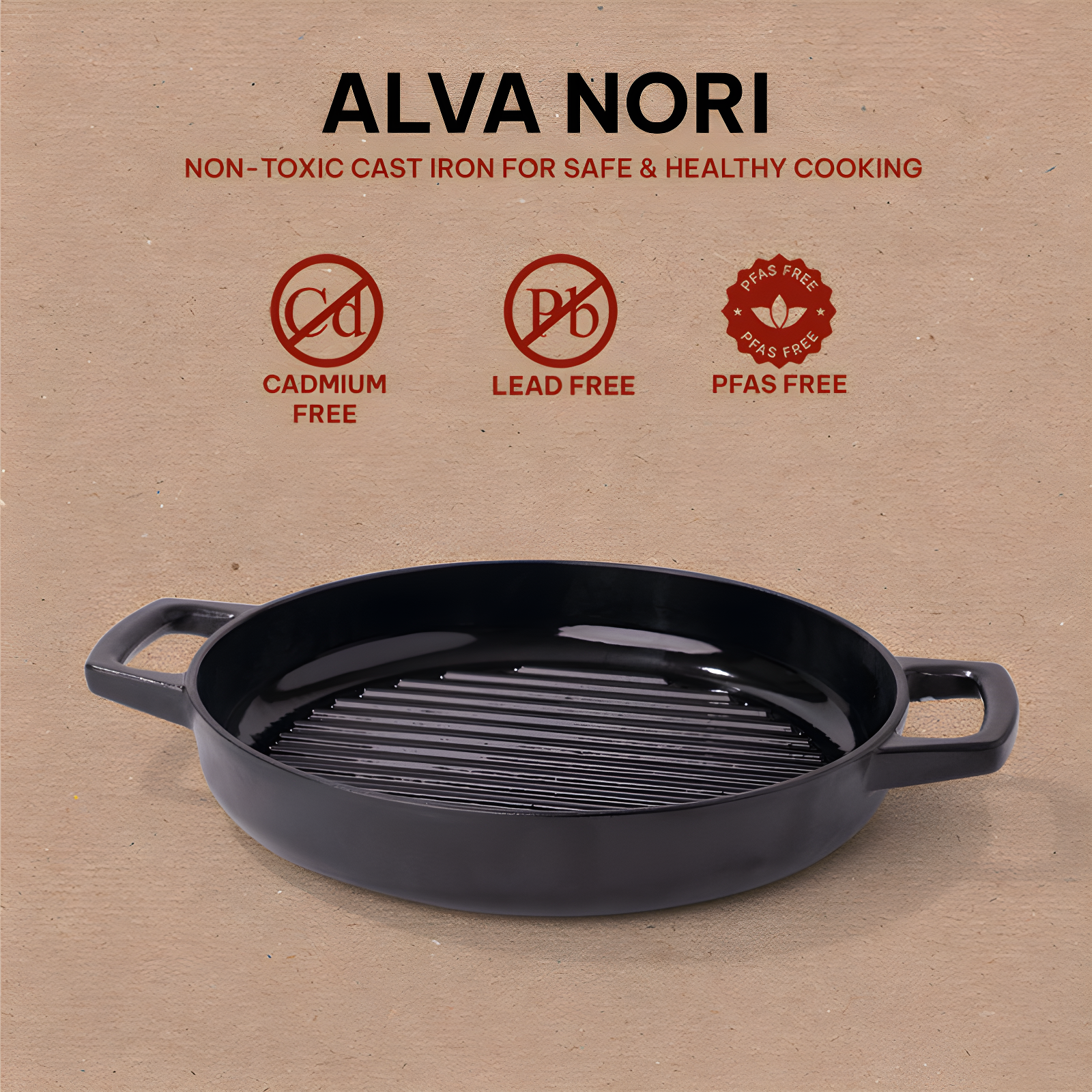 Alva Alva Nori 11" Premium Enameled Cast Iron Grill Pan
