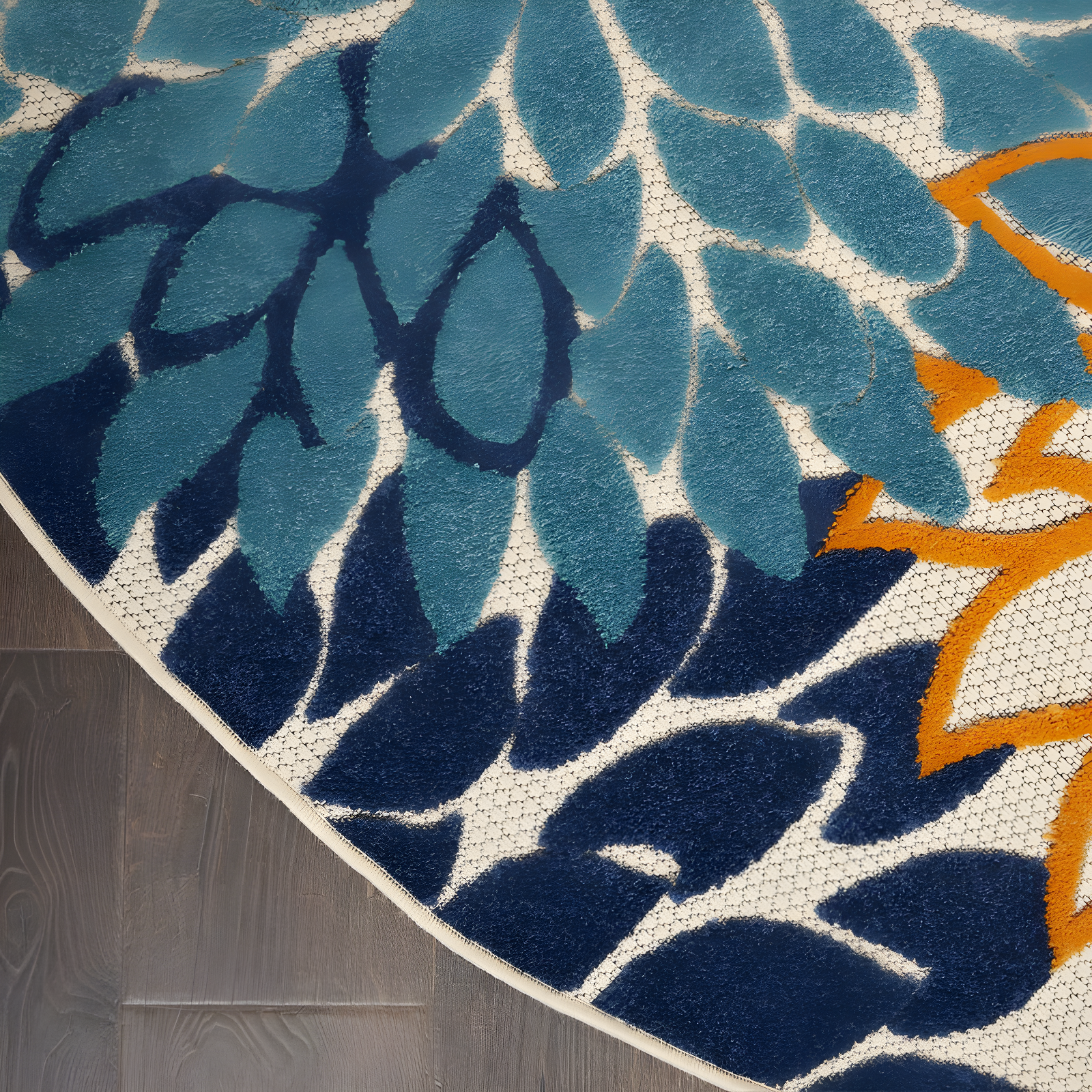 Nourison Aloha Floral Bloom Flatweave High-Low Indoor Outdoor Round Rug Multicolor 7'10" x 7'10"