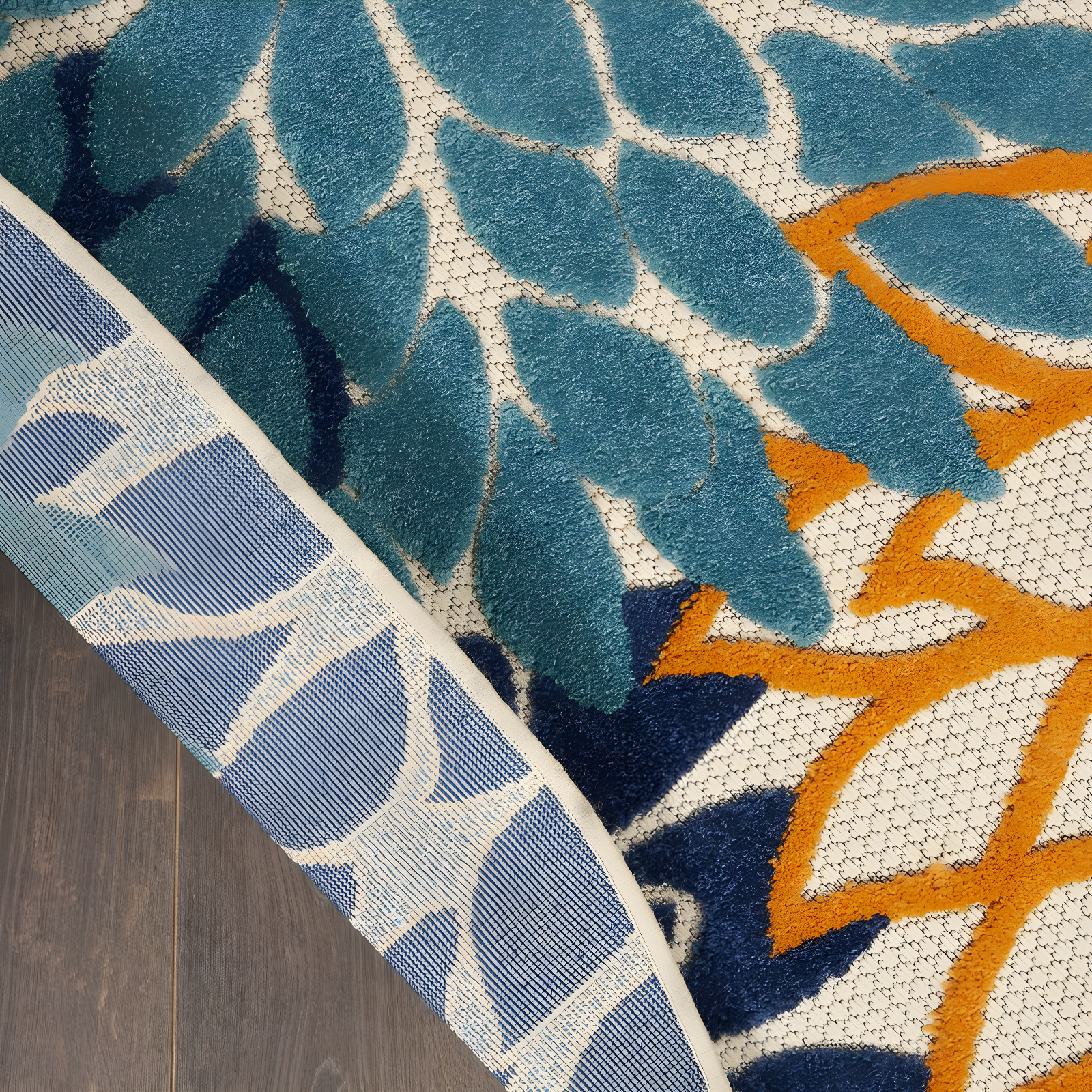 Nourison Aloha Floral Bloom Flatweave High-Low Indoor Outdoor Round Rug Multicolor 7'10" x 7'10"