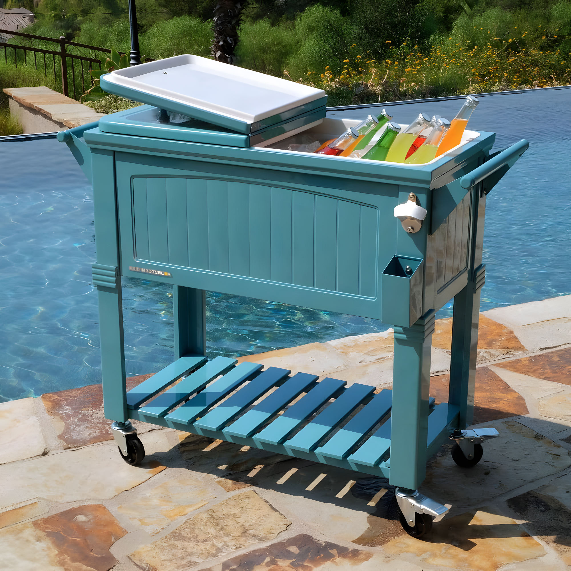 Permasteel 80 Qt. Furniture Style Rolling Patio Cooler