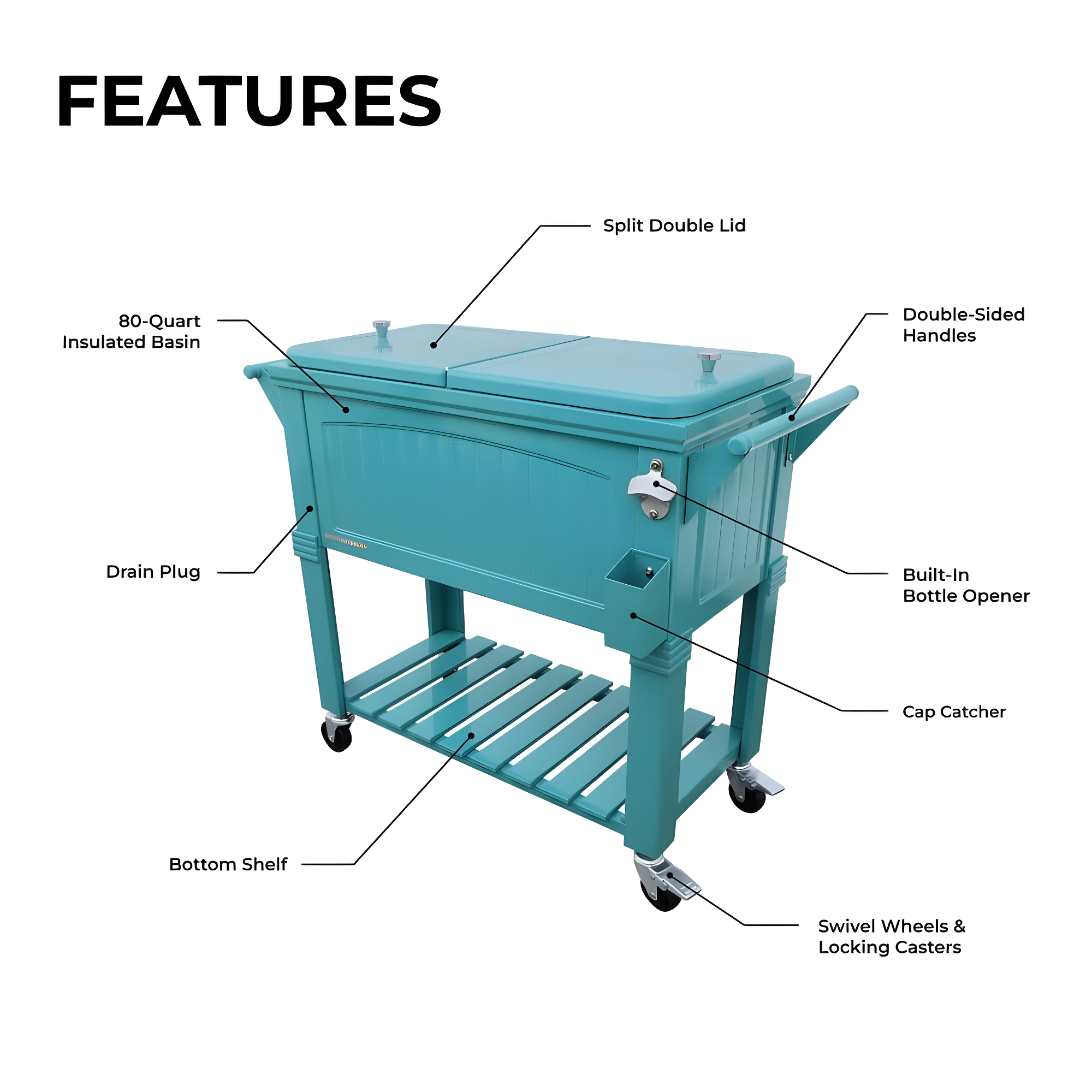 Permasteel 80 Qt. Furniture Style Rolling Patio Cooler
