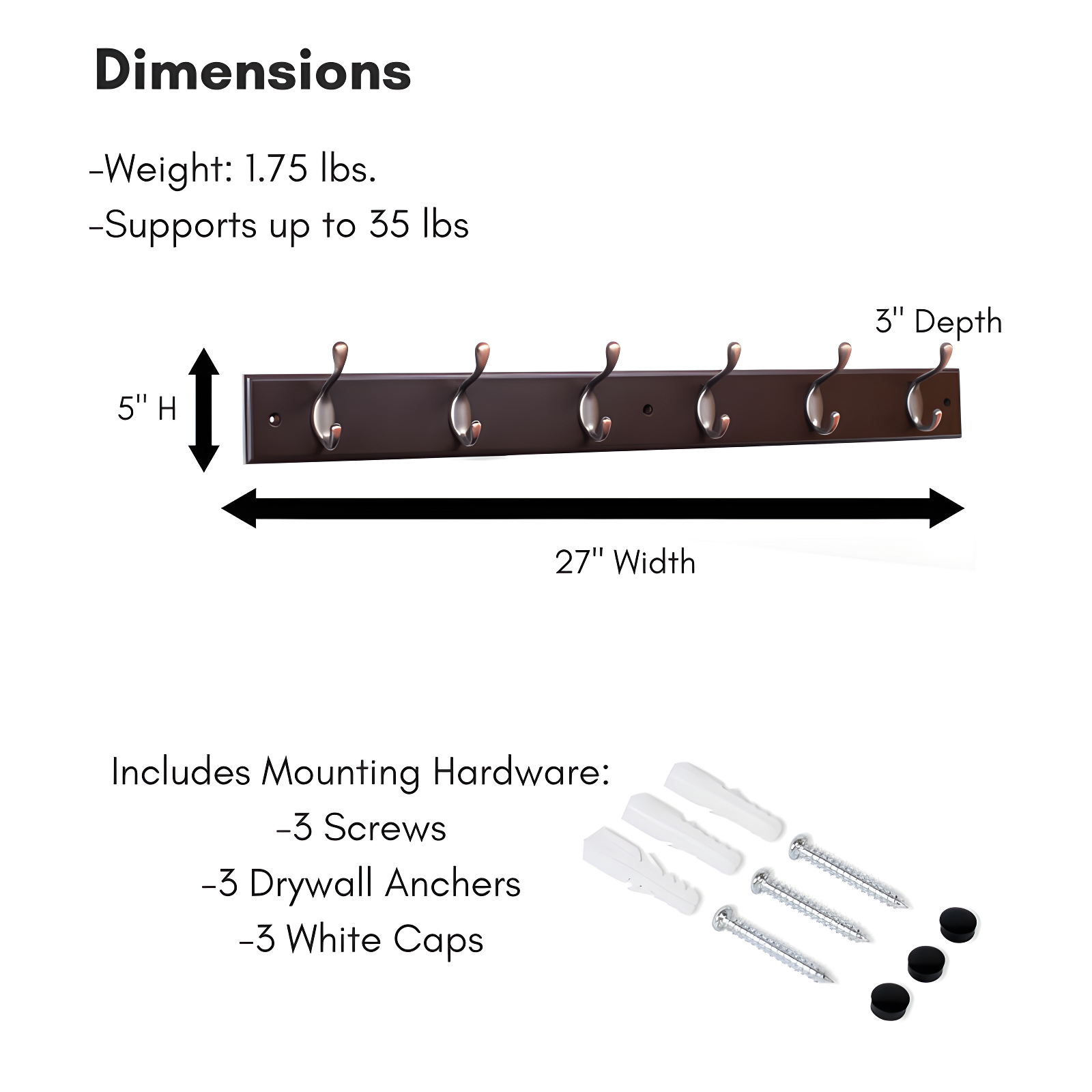 BirdRock Home Wall 6 - Hook Wall Mounted Coat Rack