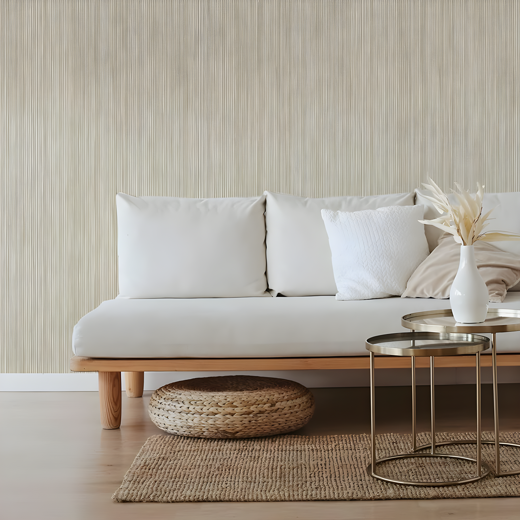 Tempaper & Co.® Faux Grasscloth Removable Peel and Stick Wallpaper, Textured Sand, 28 sq. ft.: Vinyl, Self-Adhesive, Beige
