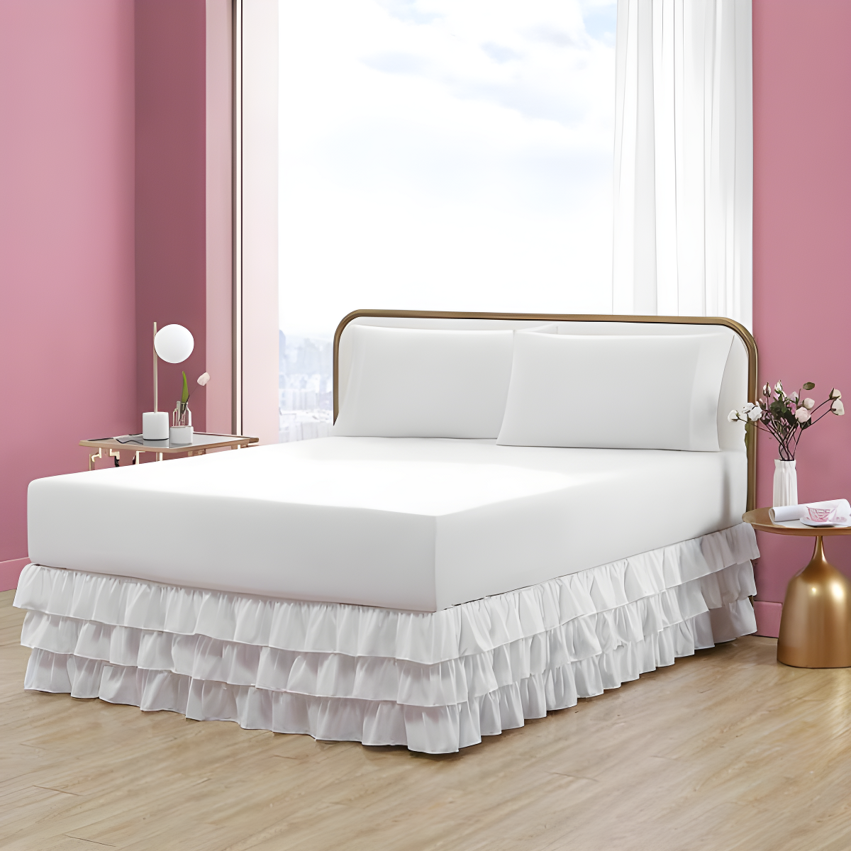 Betsey Johnson Solid White Ruffled Bed Skirt