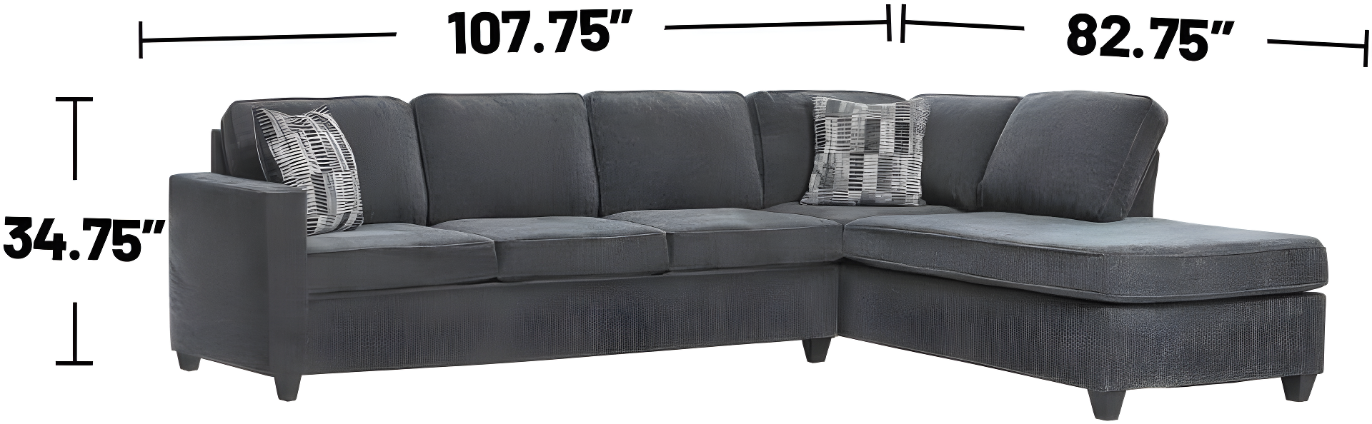 Coaster Mccord 2-piece Chenille Upholstered Cushion Back Sectional Dark Gray