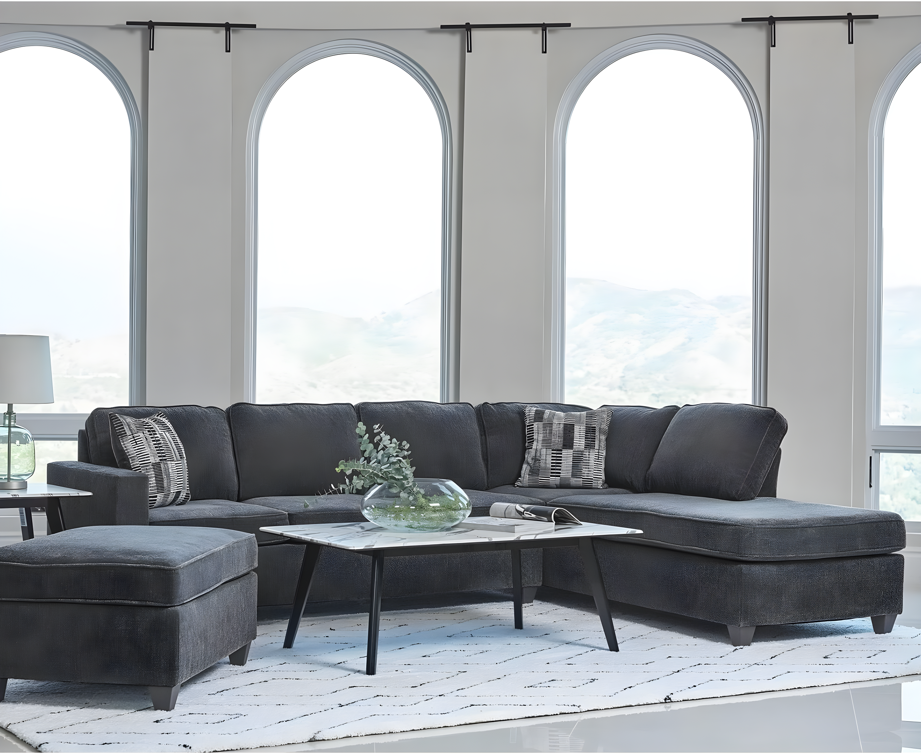 Coaster Mccord 2-piece Chenille Upholstered Cushion Back Sectional Dark Gray
