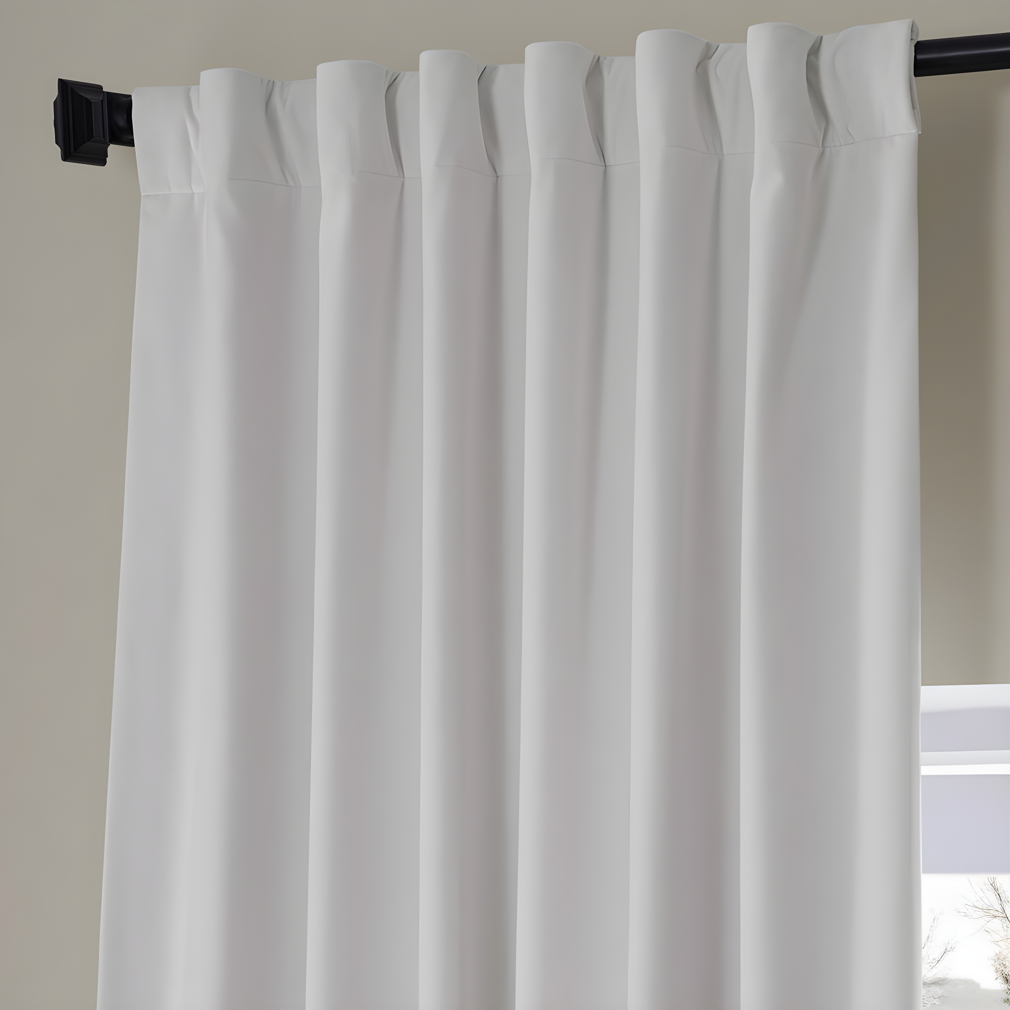 Half Price Drapes Signature Misty White Plush Velvet Hotel Blackout Curtains (1 Panel), 50W X 108L