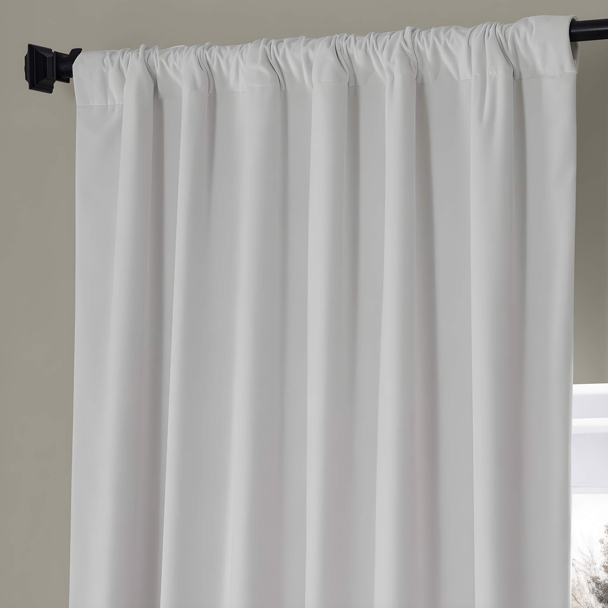 Half Price Drapes Signature Misty White Plush Velvet Hotel Blackout Curtains (1 Panel), 50W X 108L