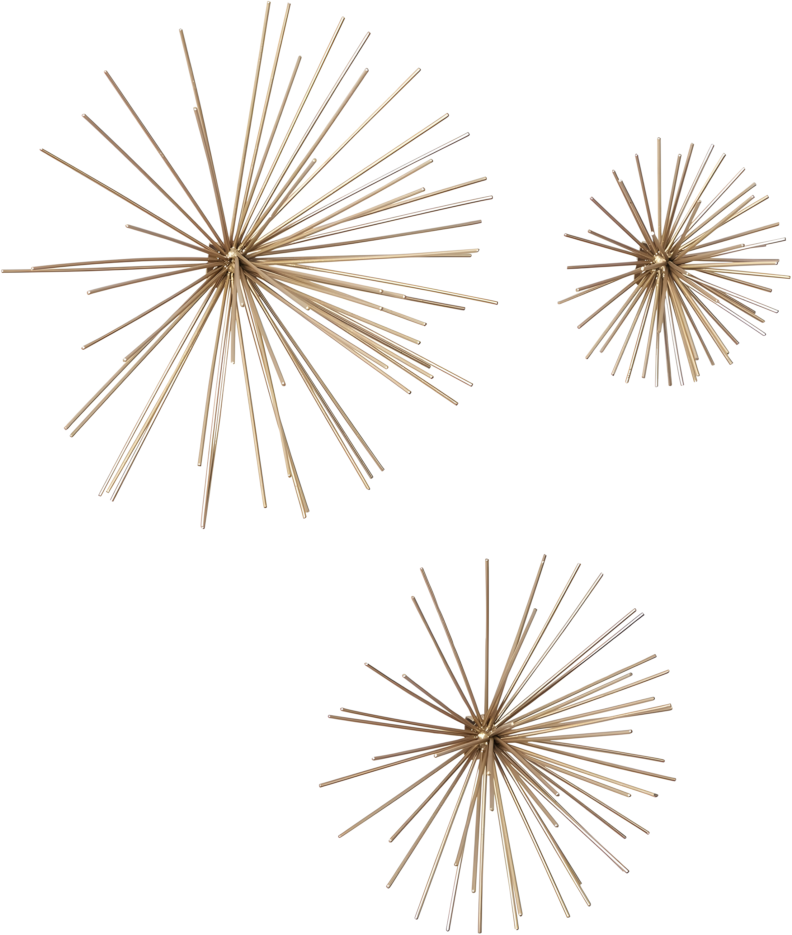 Metal 3D Long Spike Starburst Home Wall Decor Set