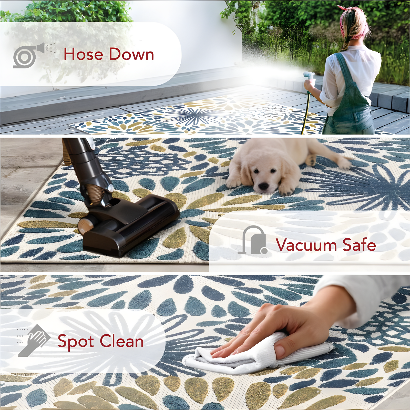 Nuloom Monique Floral & Paisley 7x9 Indoor/Outdoor Area Rug for Living Room Patio Deck Front Porch Kitchen, Teal/Ivory
