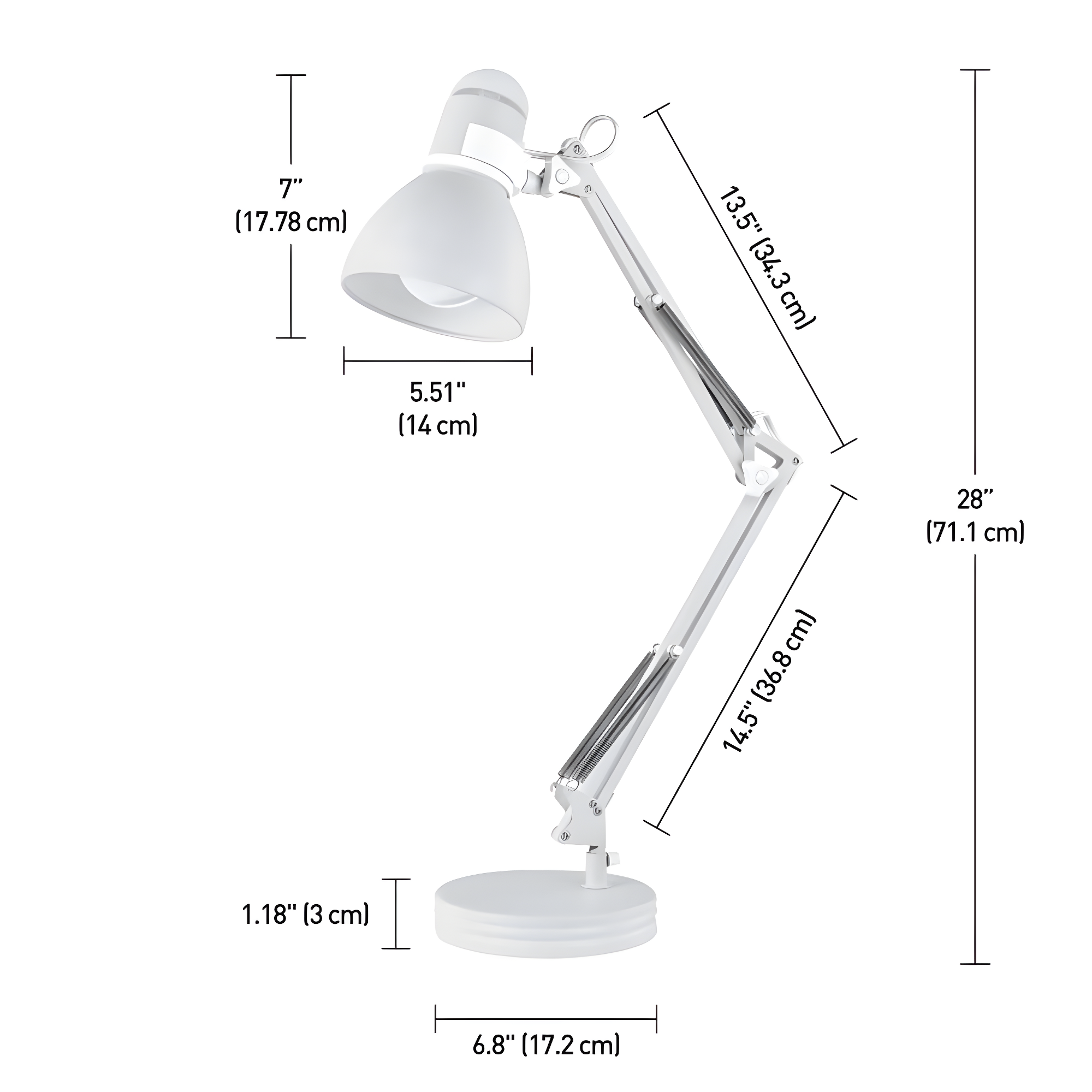 28" Architect Swing Arm Kids' Desk Lamp Matte White - Globe Electric: UL Listed, Metal Shade, 60W Max