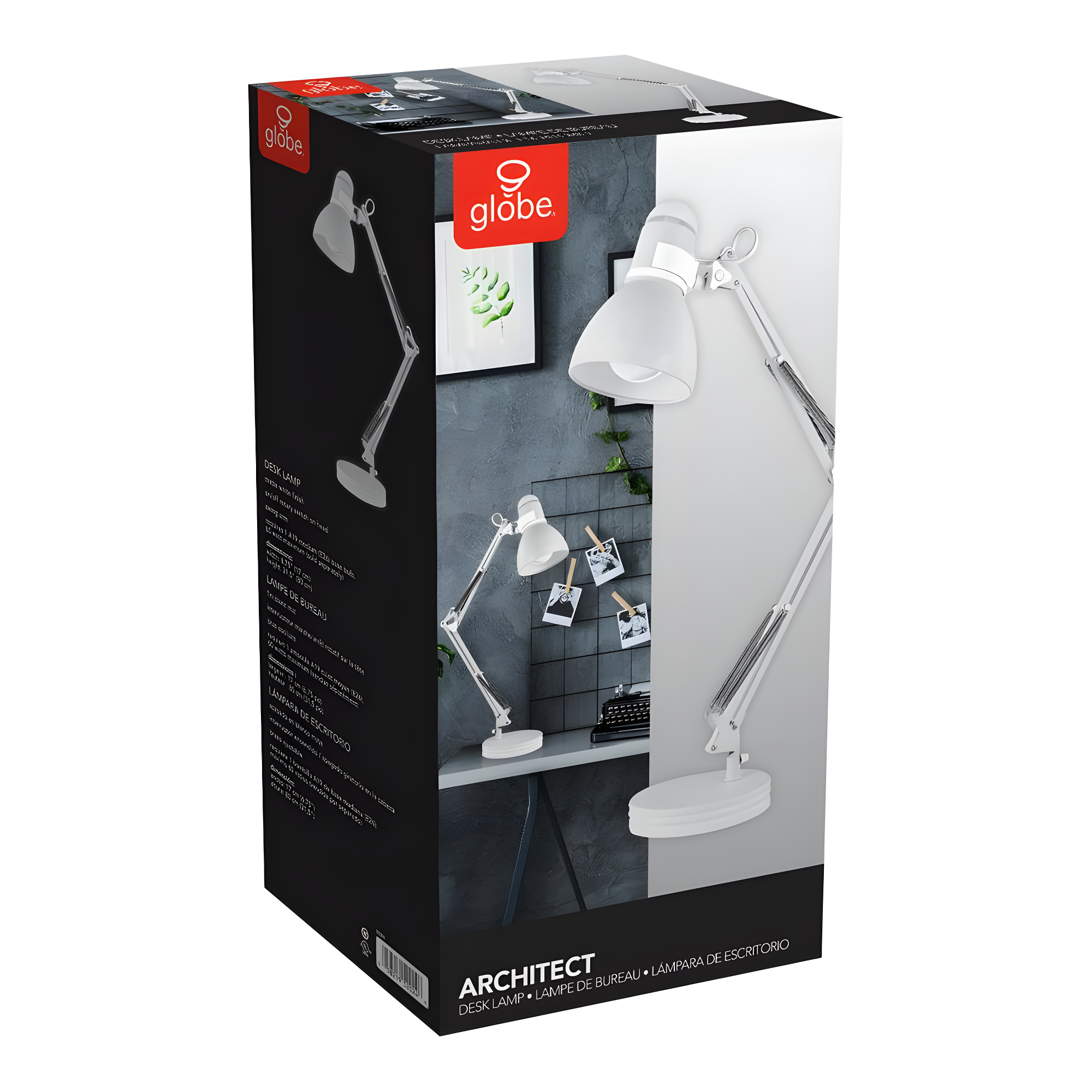 28" Architect Swing Arm Kids' Desk Lamp Matte White - Globe Electric: UL Listed, Metal Shade, 60W Max