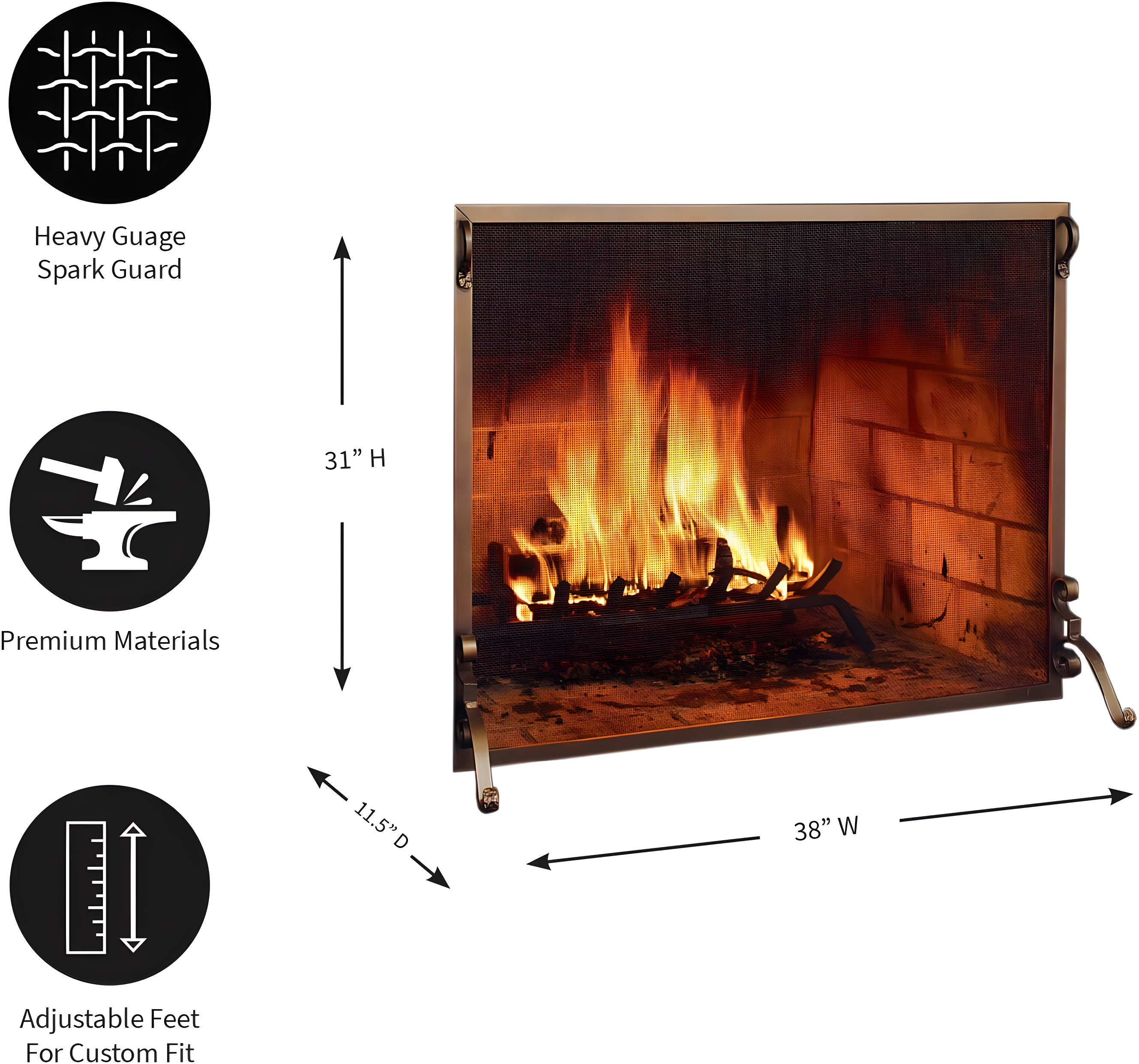 Plow & Hearth Steel Fireplace Screen