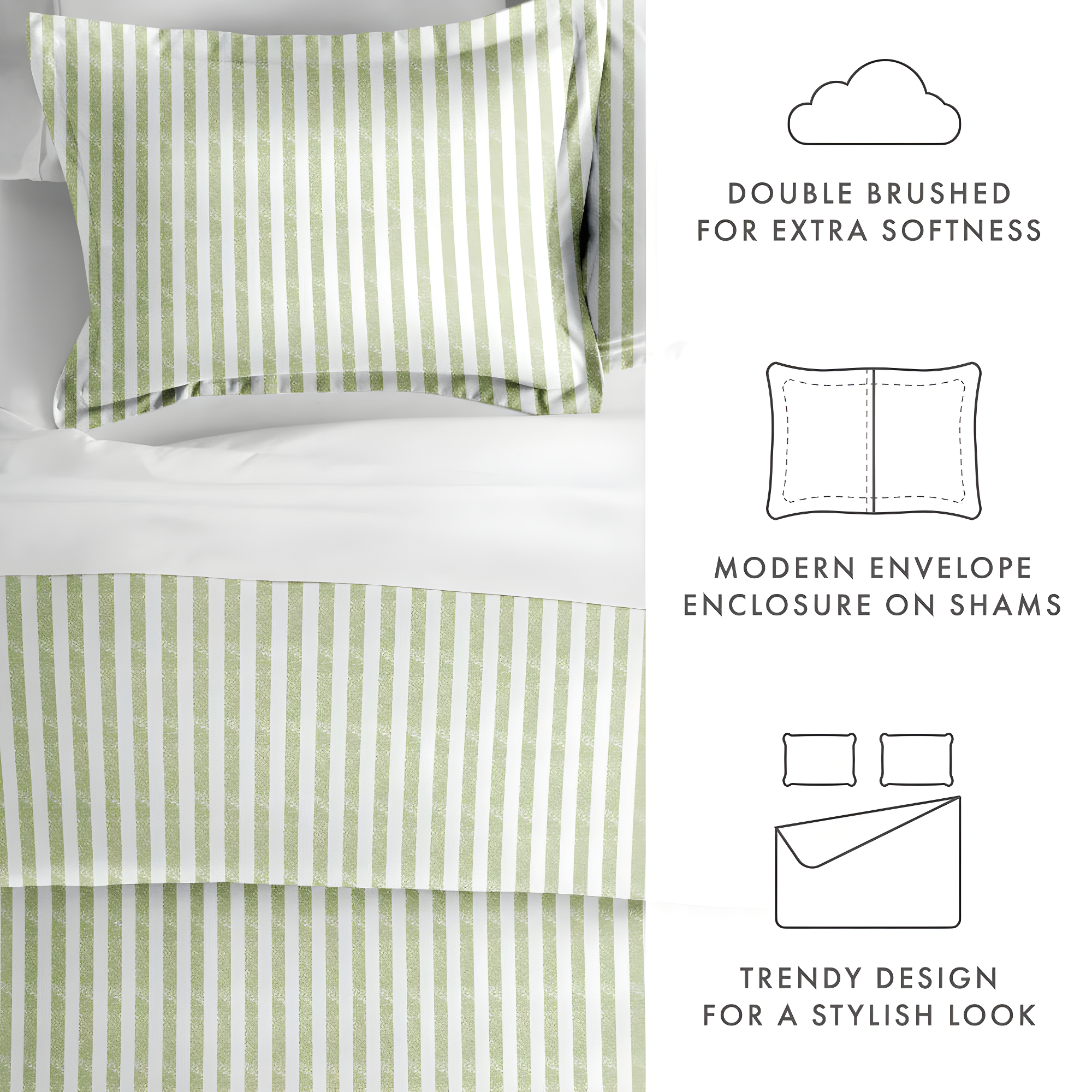 Becky Cameron 3 Piece Rugged Stripe Pattern Duvet Cover Set