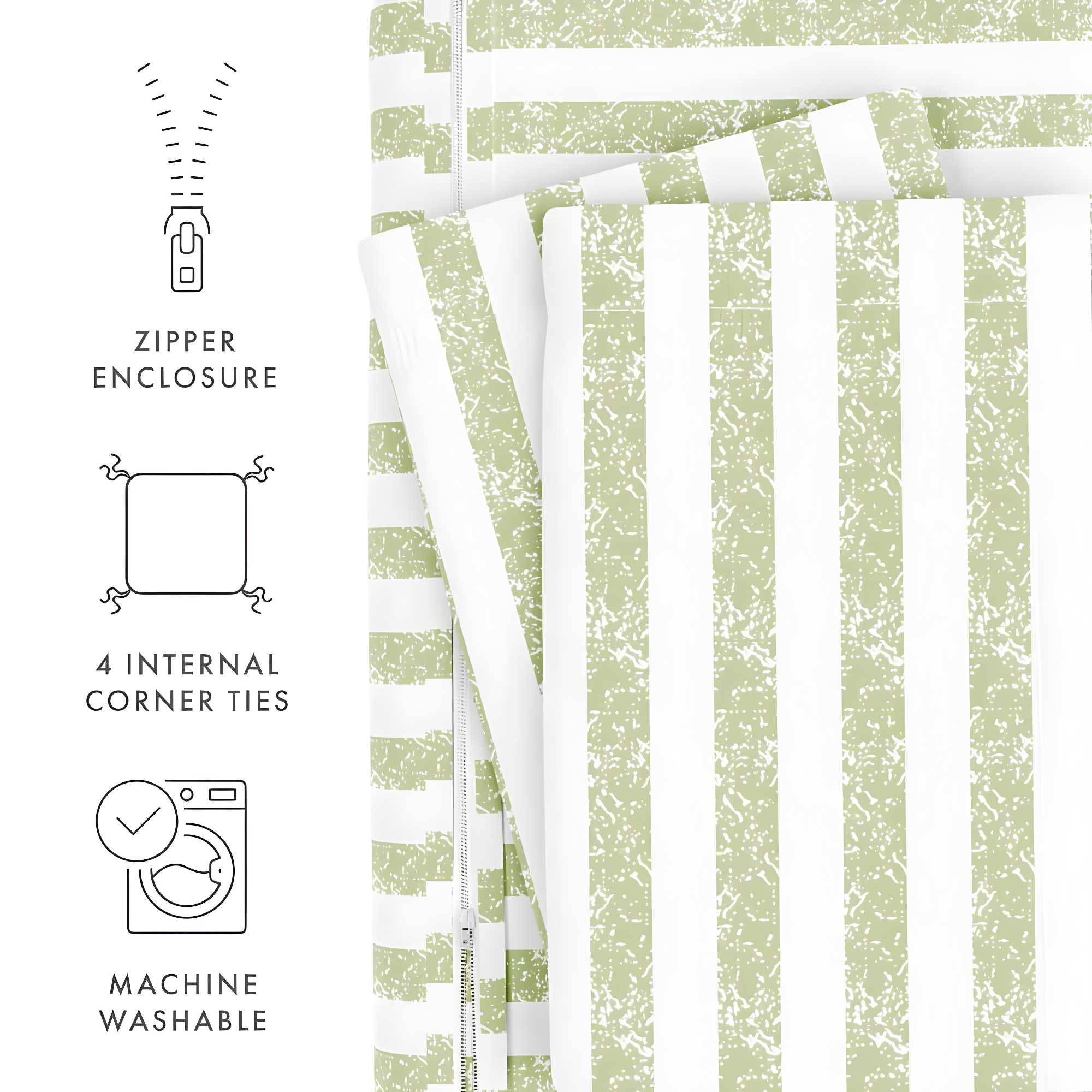 Becky Cameron 3 Piece Rugged Stripe Pattern Duvet Cover Set