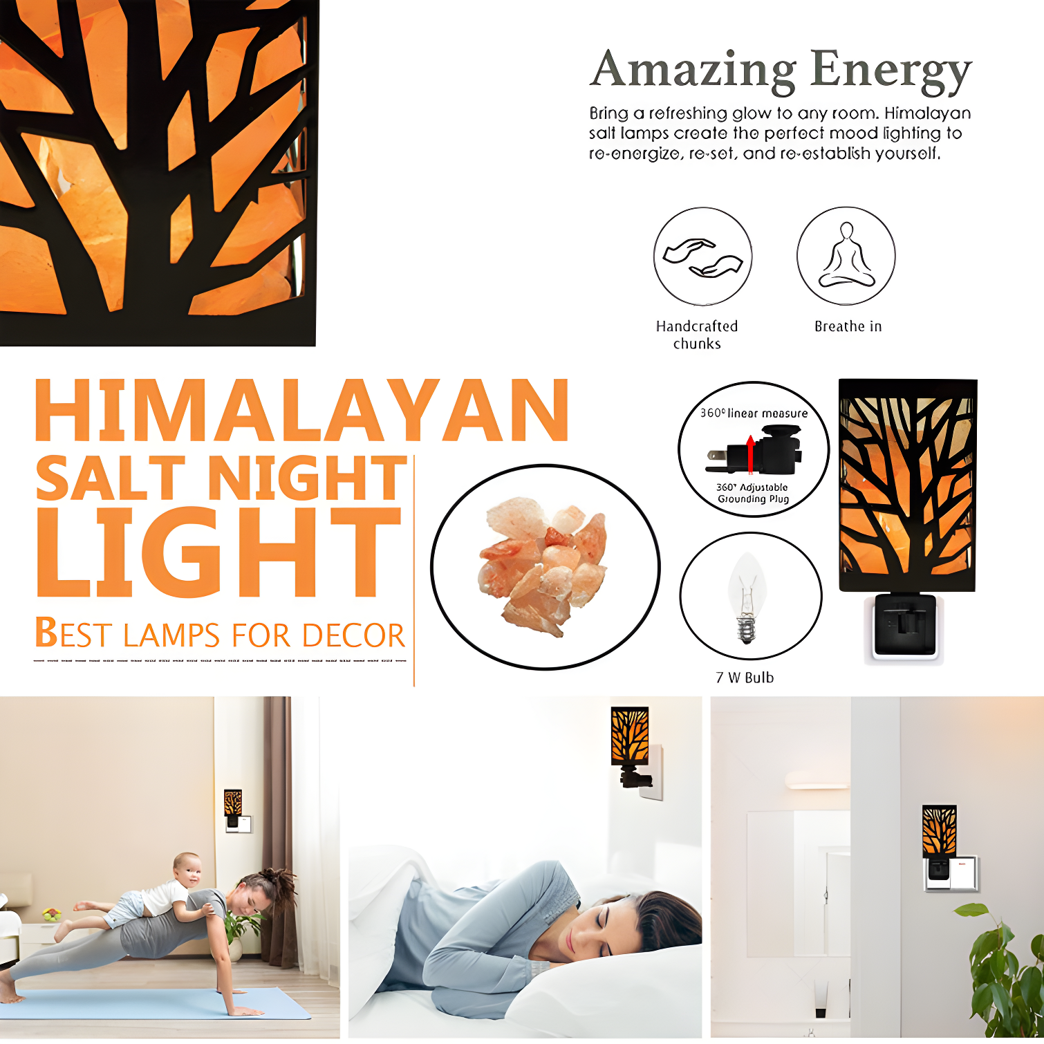 Himalayan Glow Natural Salt Tree 2-Light Night Light
