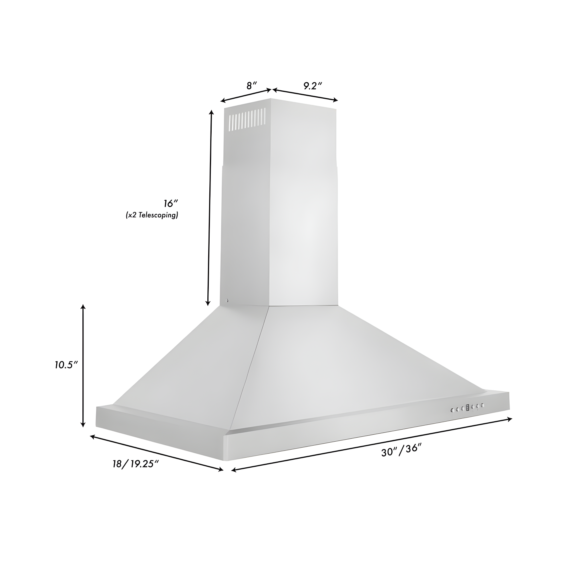 ZLINE 36 in. Convertible Vent Outdoor Approved Wall Mount Range Hood in Stainless Steel (KB-304-36)