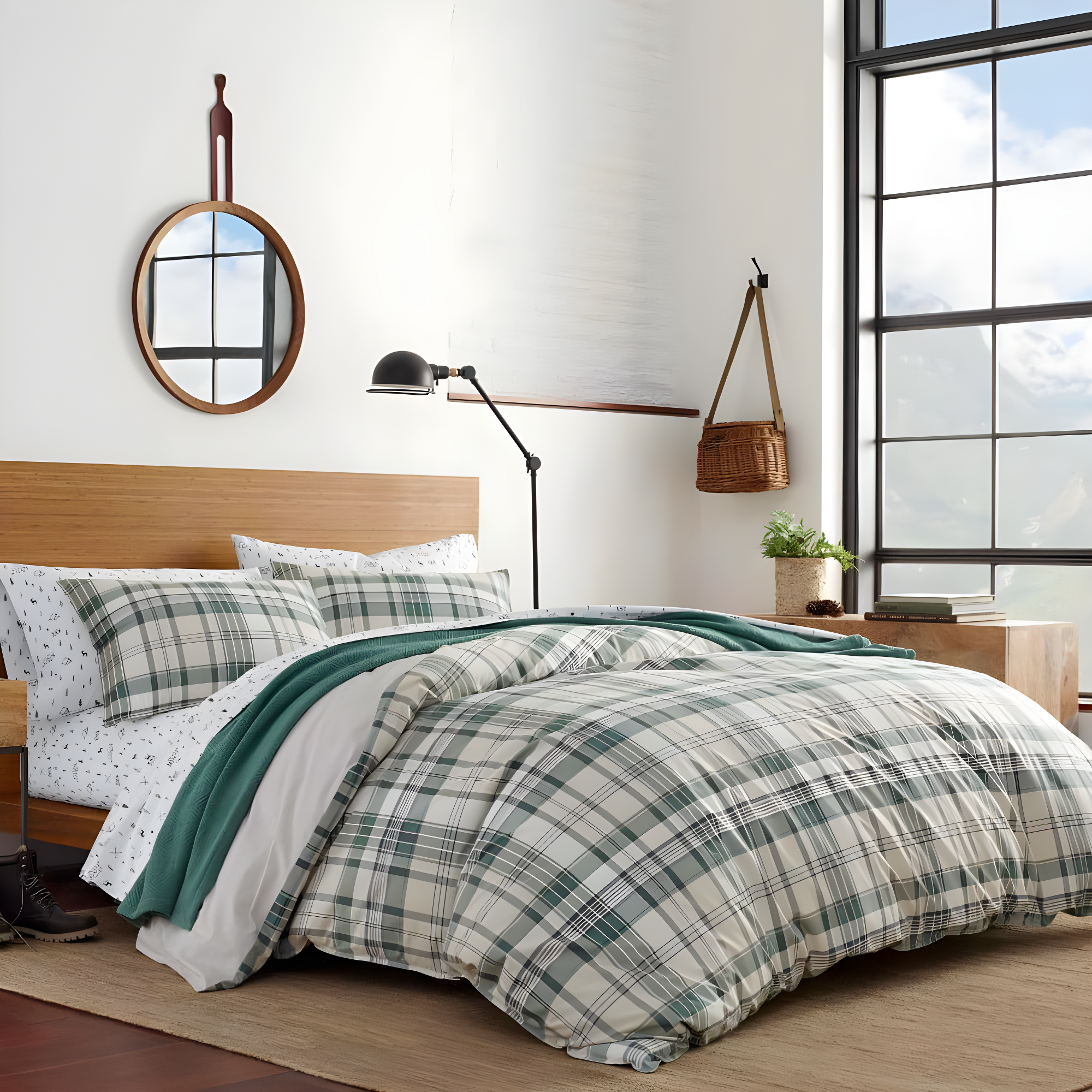 Eddie Bauer Eddie Bauer Timbers Green Cotton Reversible Bedding Set