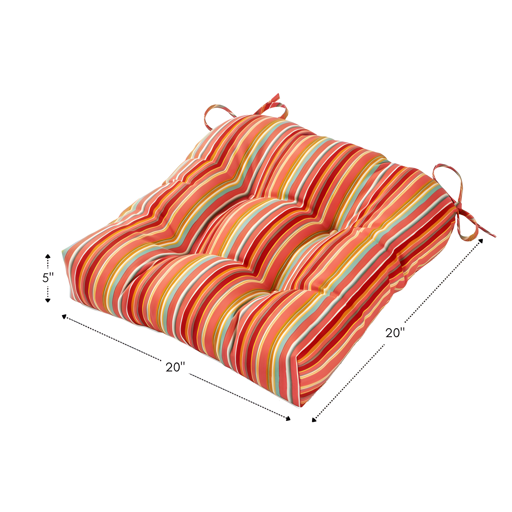 Greendale Home Fashions 20" x 20" Watermelon Stripe Outdoor Tufted Dining Seat Cushion