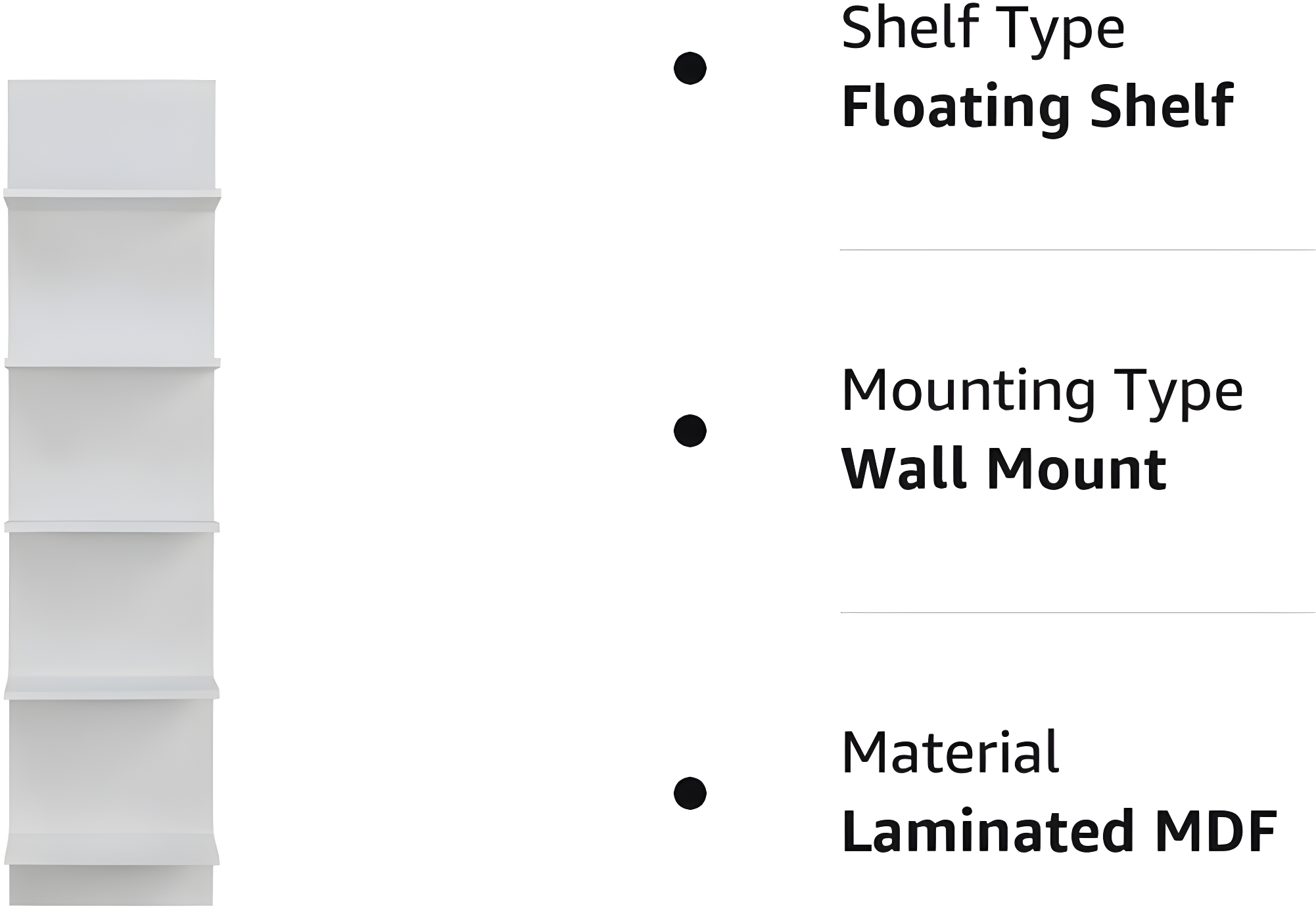 Danya B. 47" x 11.7" Wide Vertical Column Wall Shelf White: Laminated MDF, 5-Tier Storage, Includes Mounting Hardware