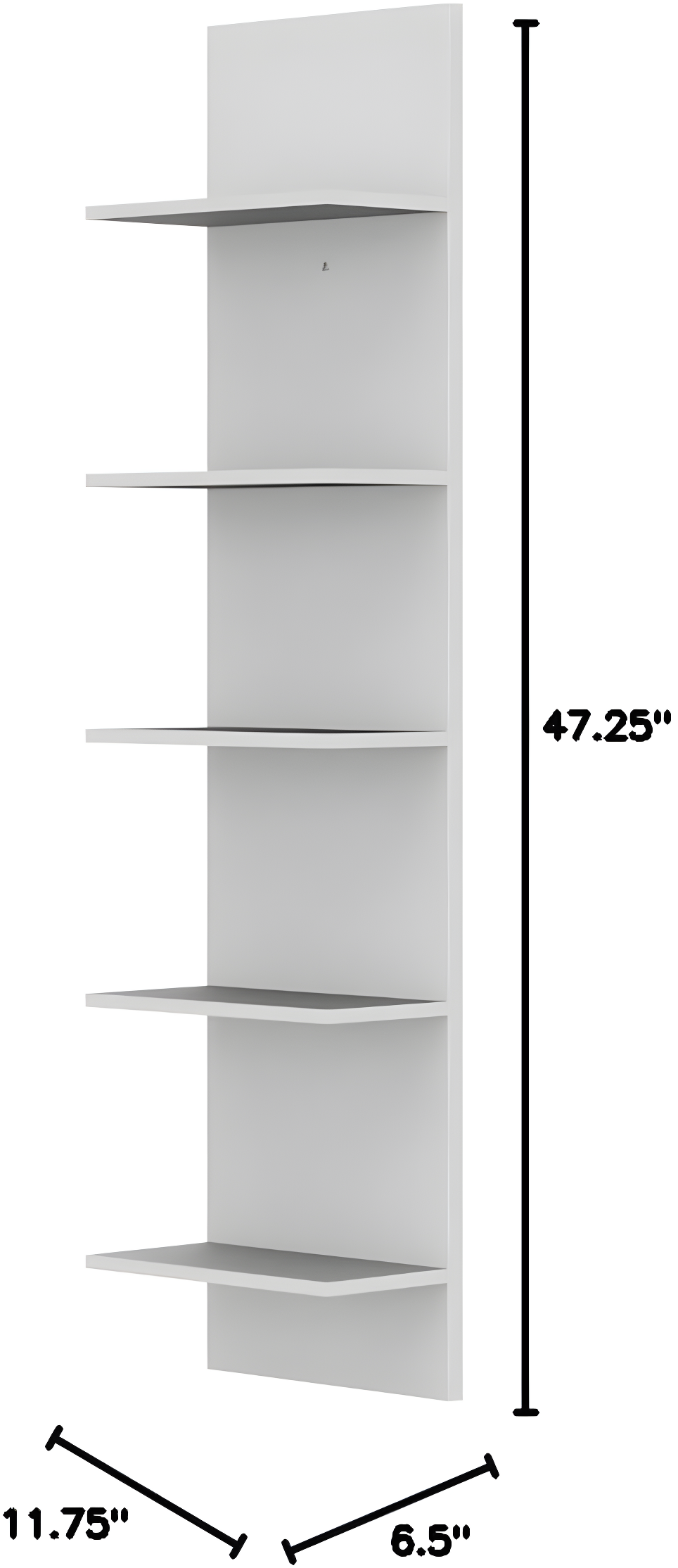 Danya B. 47" x 11.7" Wide Vertical Column Wall Shelf White: Laminated MDF, 5-Tier Storage, Includes Mounting Hardware