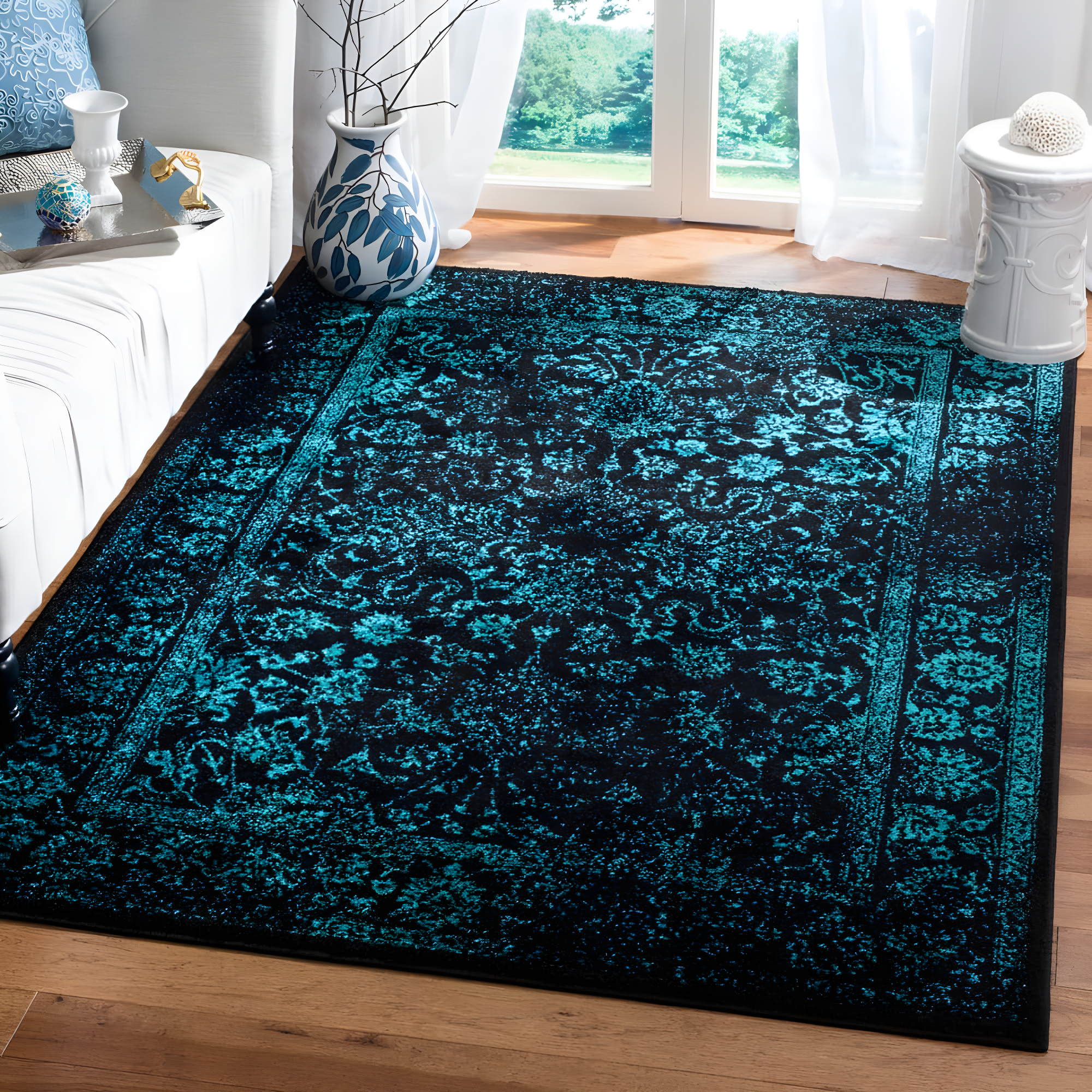 Adirondack ADR109 Machine Made Indoor Area Rug - Black/Teal - 8'x10' - Safavieh