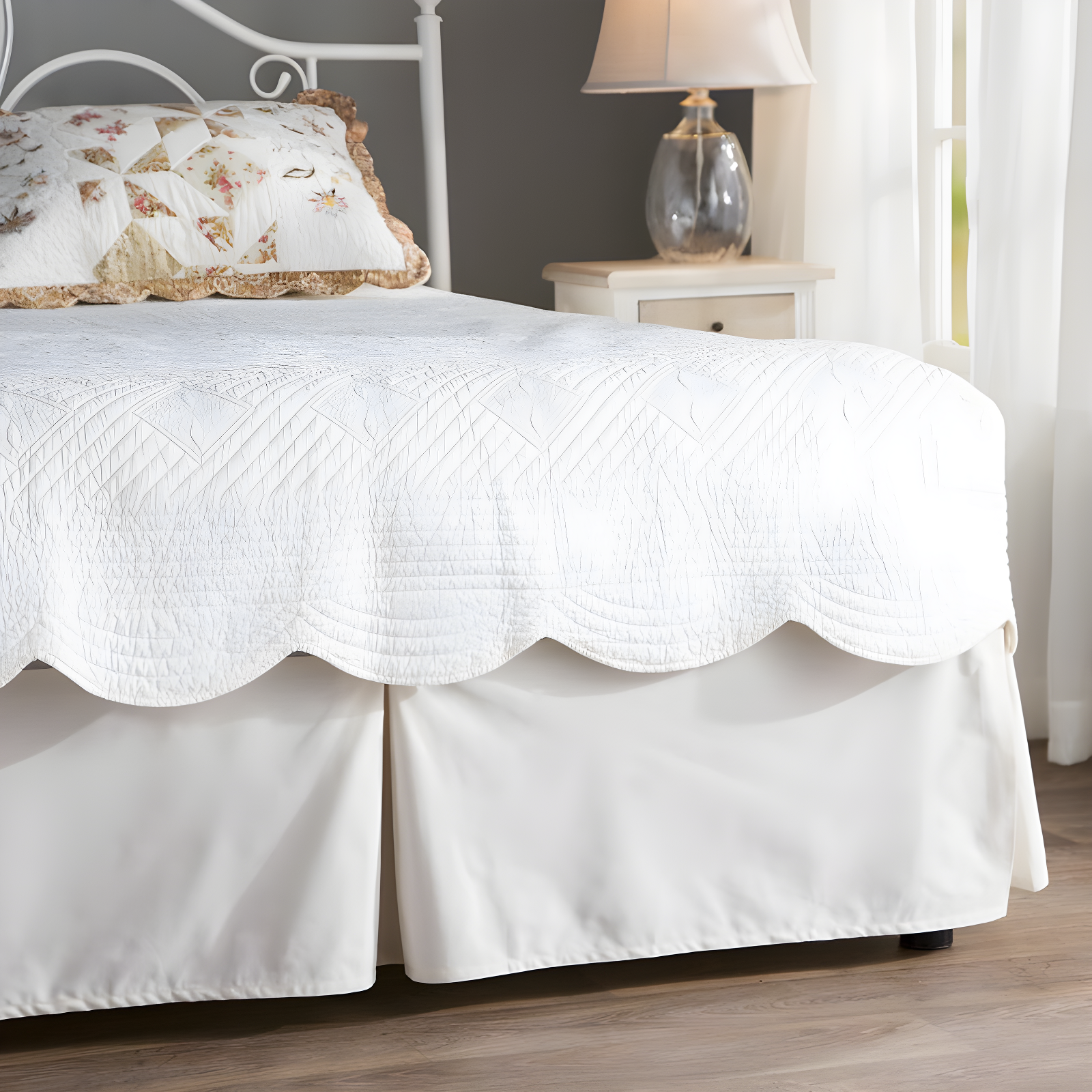 Fresh Ideas Fresh Ideas Tailored Poplin Bed Skirt, 14" Drop Length