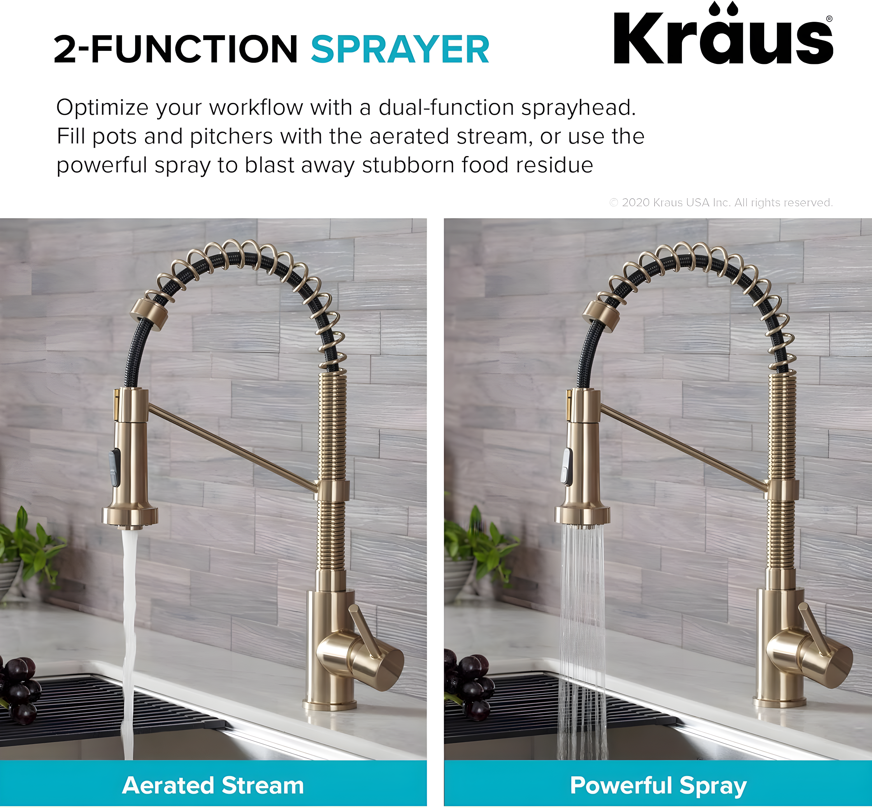 KRAUS Bolden Commercial Style 2-Function Single Handle Pull Down Kitchen Faucet