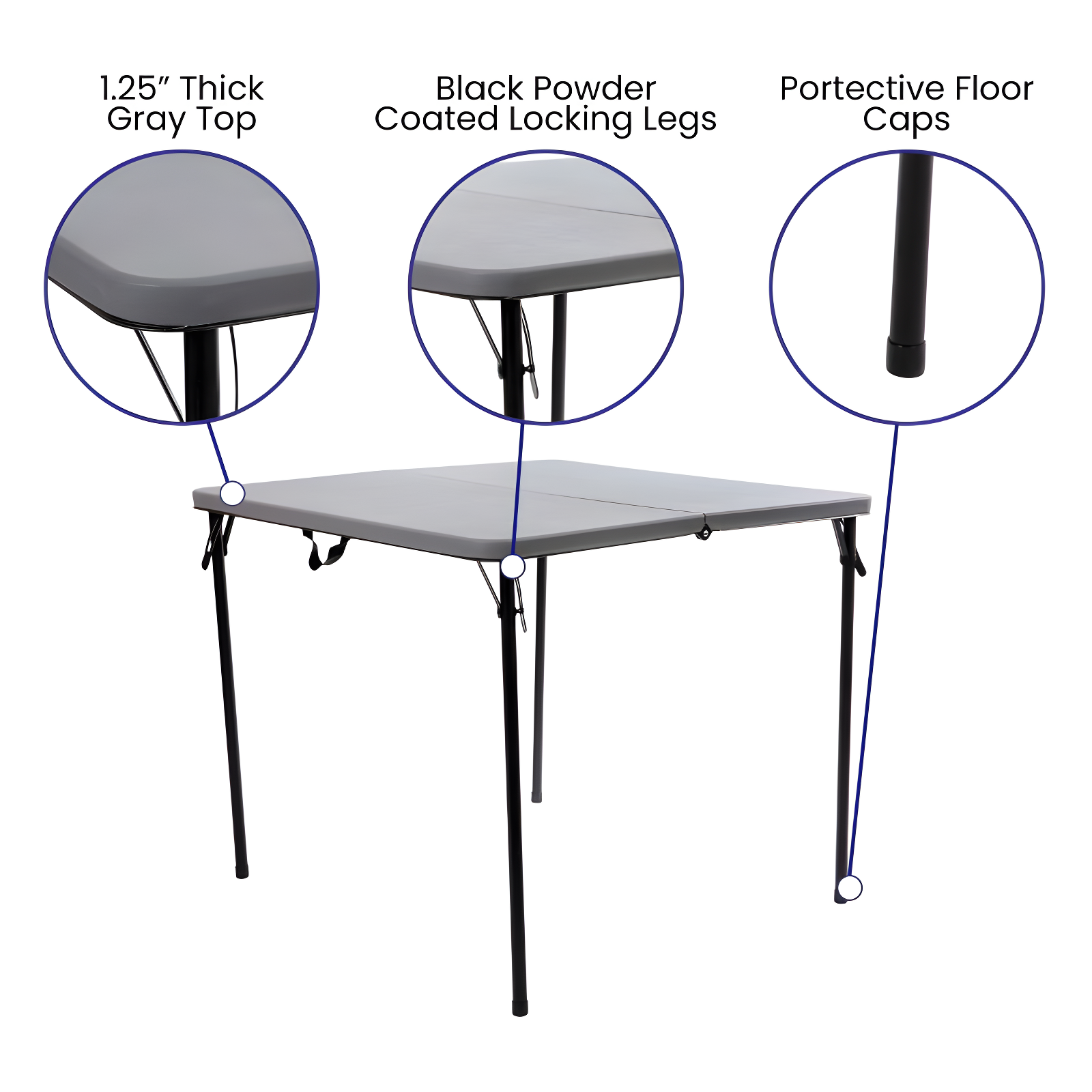Noah 2.83' Square Plastic Folding Event Table with Carrying Handle by Flash Furniture