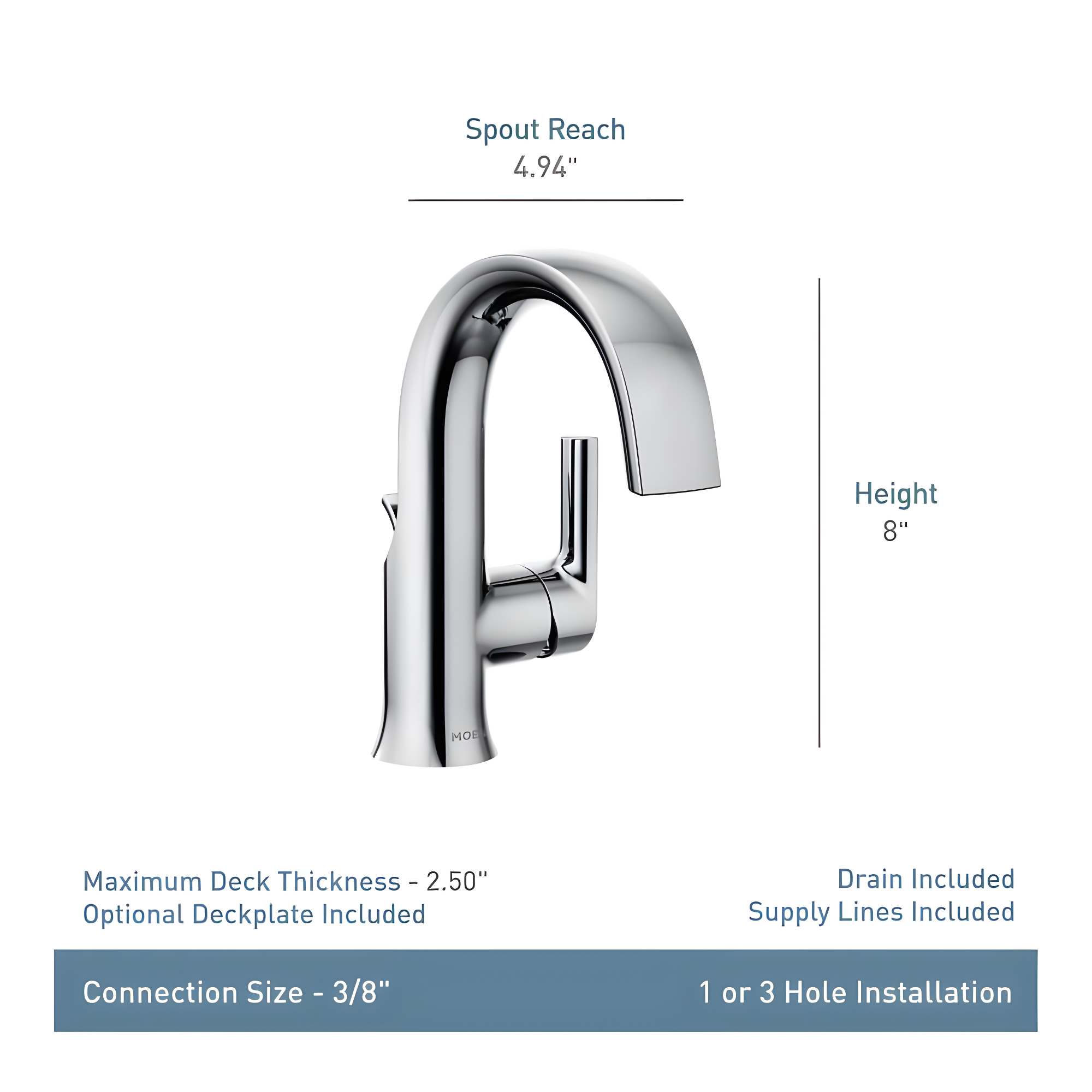 Doux Single Hole Bathroom Faucet with Drain Assembly