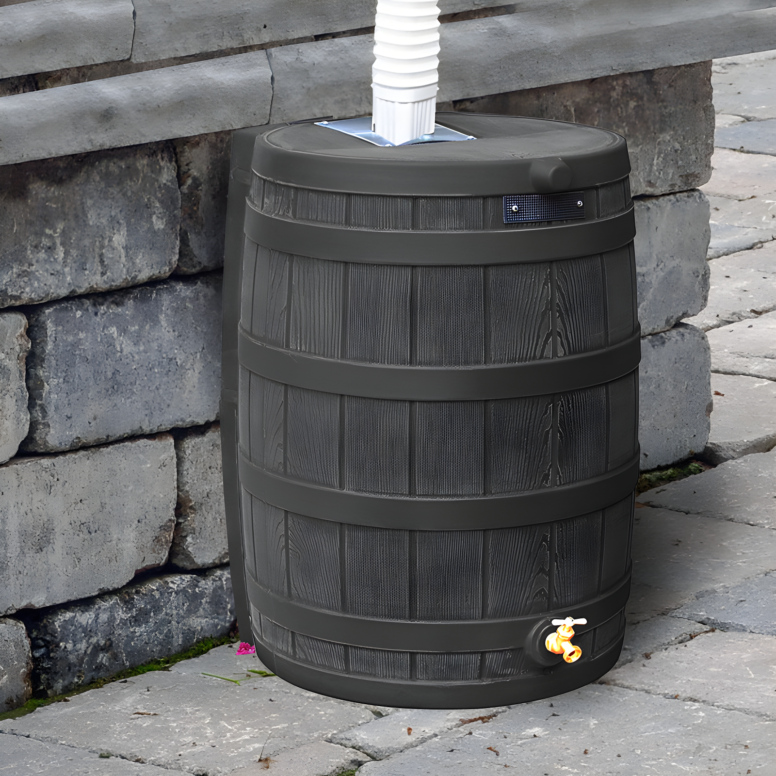 Good Ideas Rain Wizard Whiskey Style Rain Barrel with Overflow and Spigot