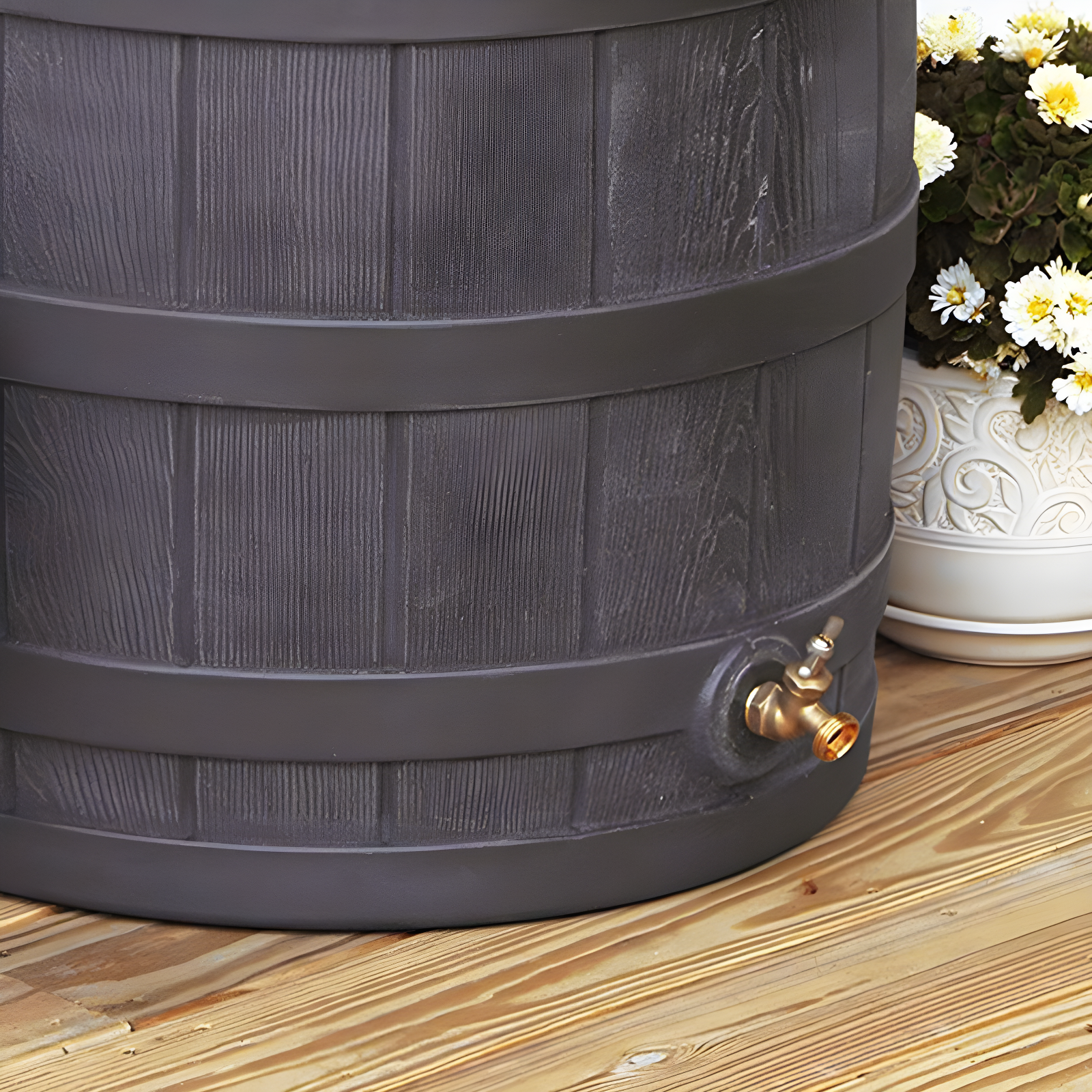 Good Ideas Rain Wizard Whiskey Style Rain Barrel with Overflow and Spigot