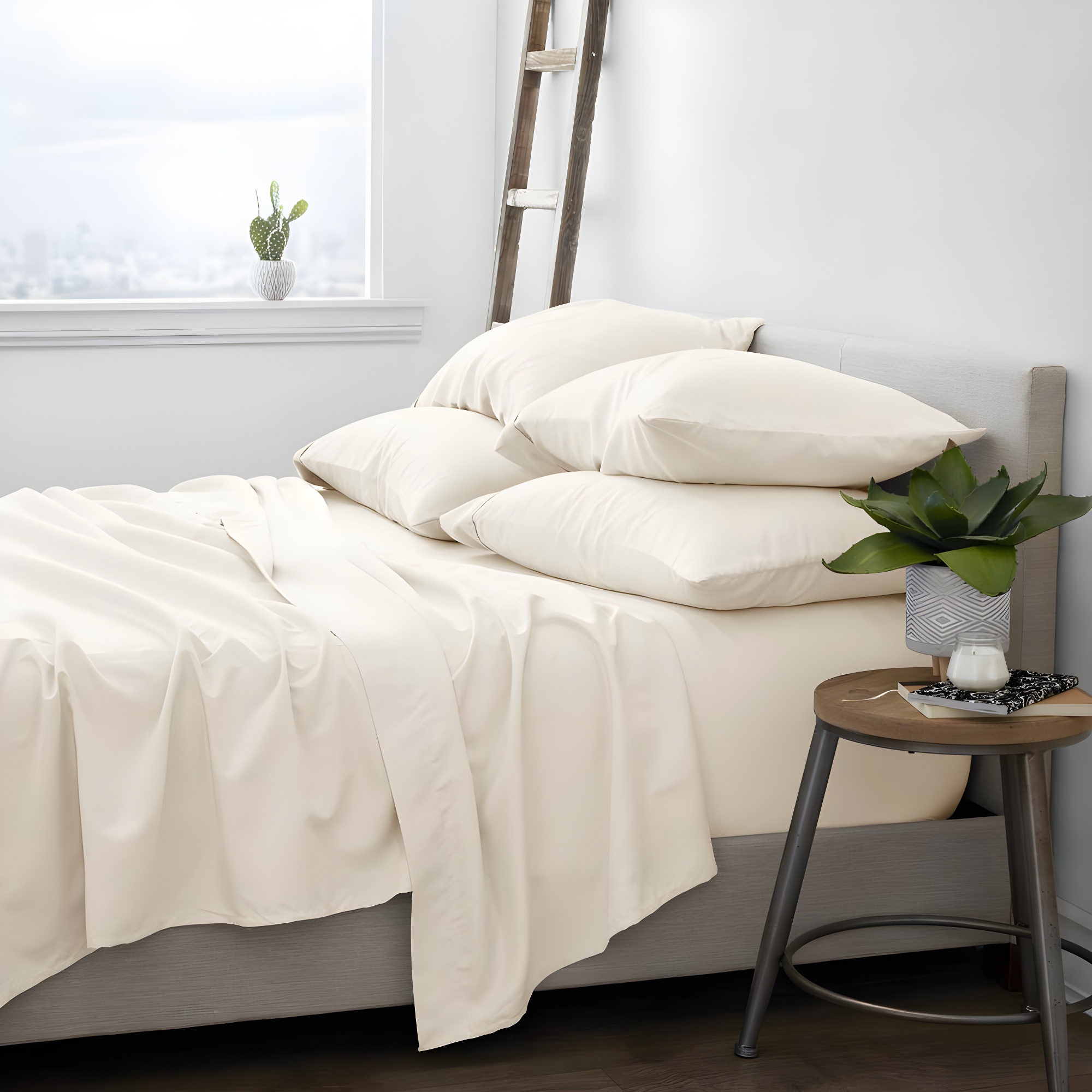 Ivory Twin Deep Pocket Microfiber Bed Sheet Set