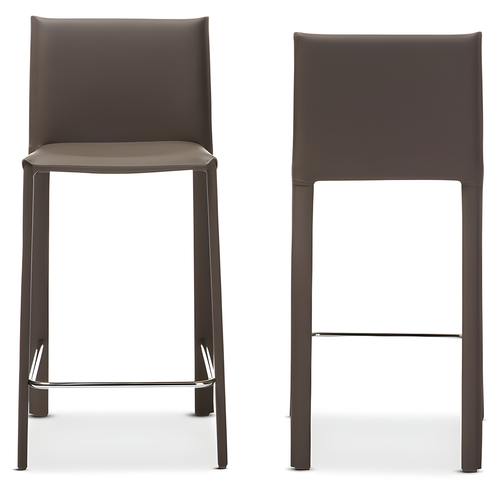 Set of 2 Crawford Modern and Contemporary Leather Upholstered Counter Height Barstools Taupe - Baxton Studio: Bonded Leather, Steel Frame, Padded Back