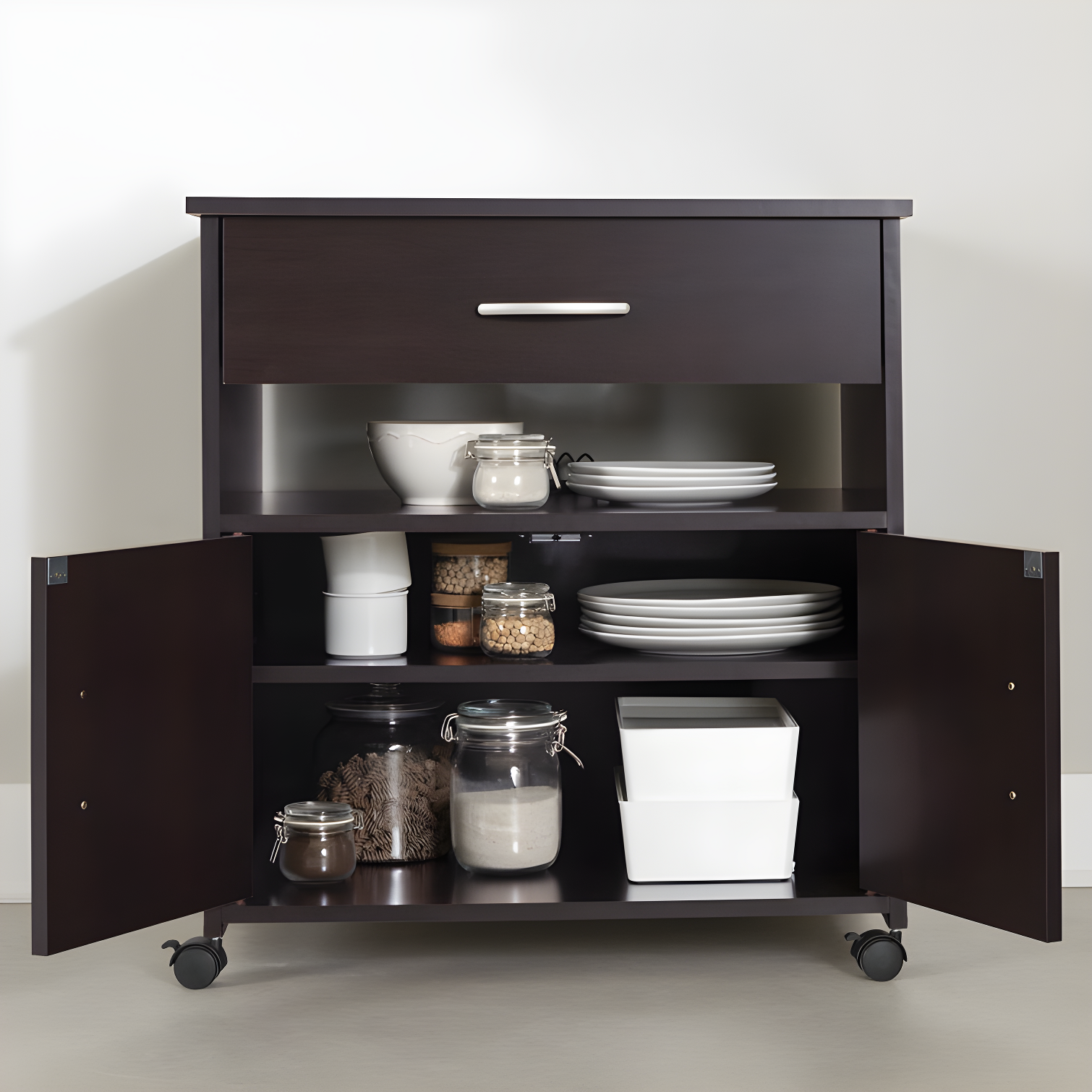 South Shore Axess 29.25'' H x 26.75'' W 2 - Cabinet Utility Cart with Wheels