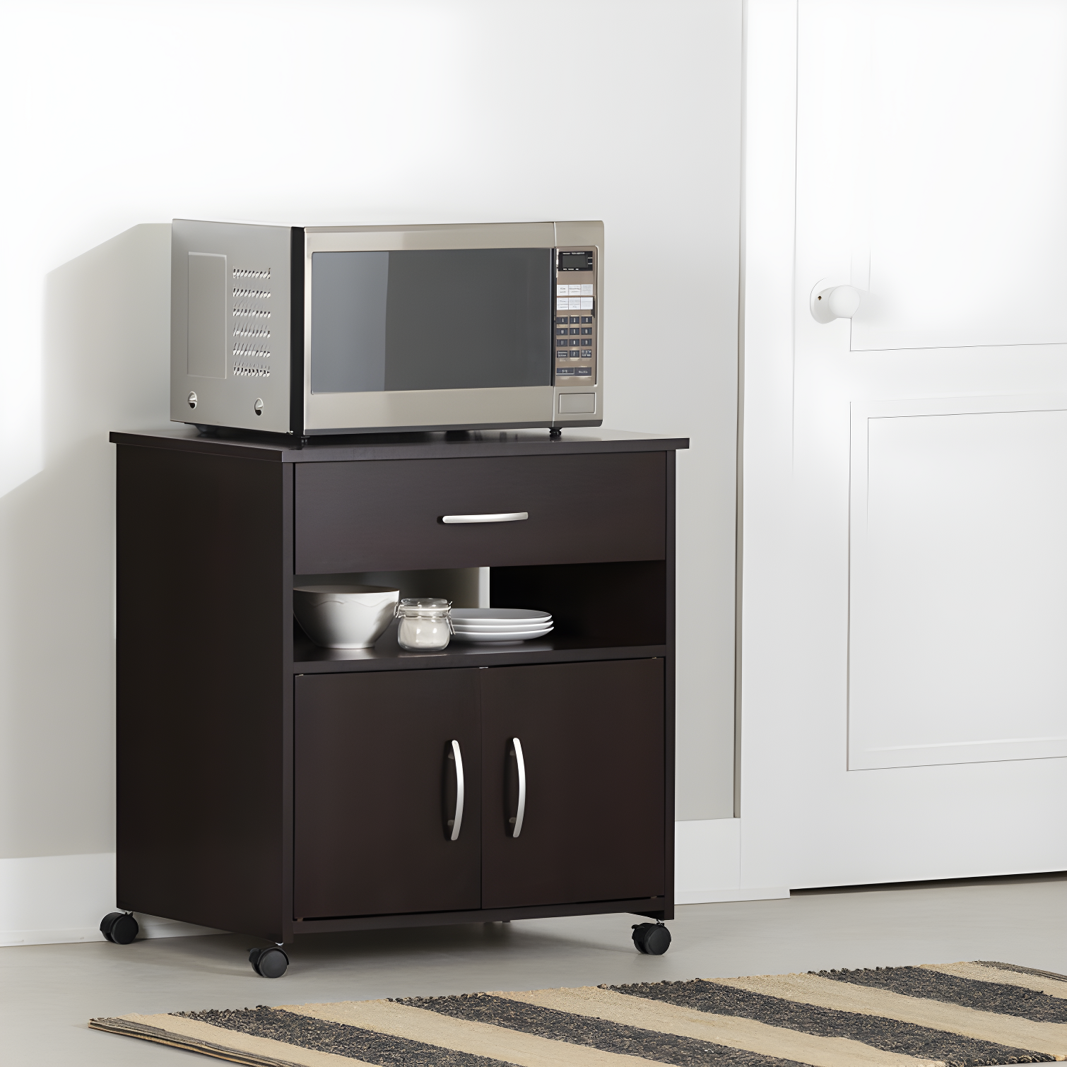 South Shore Axess 29.25'' H x 26.75'' W 2 - Cabinet Utility Cart with Wheels