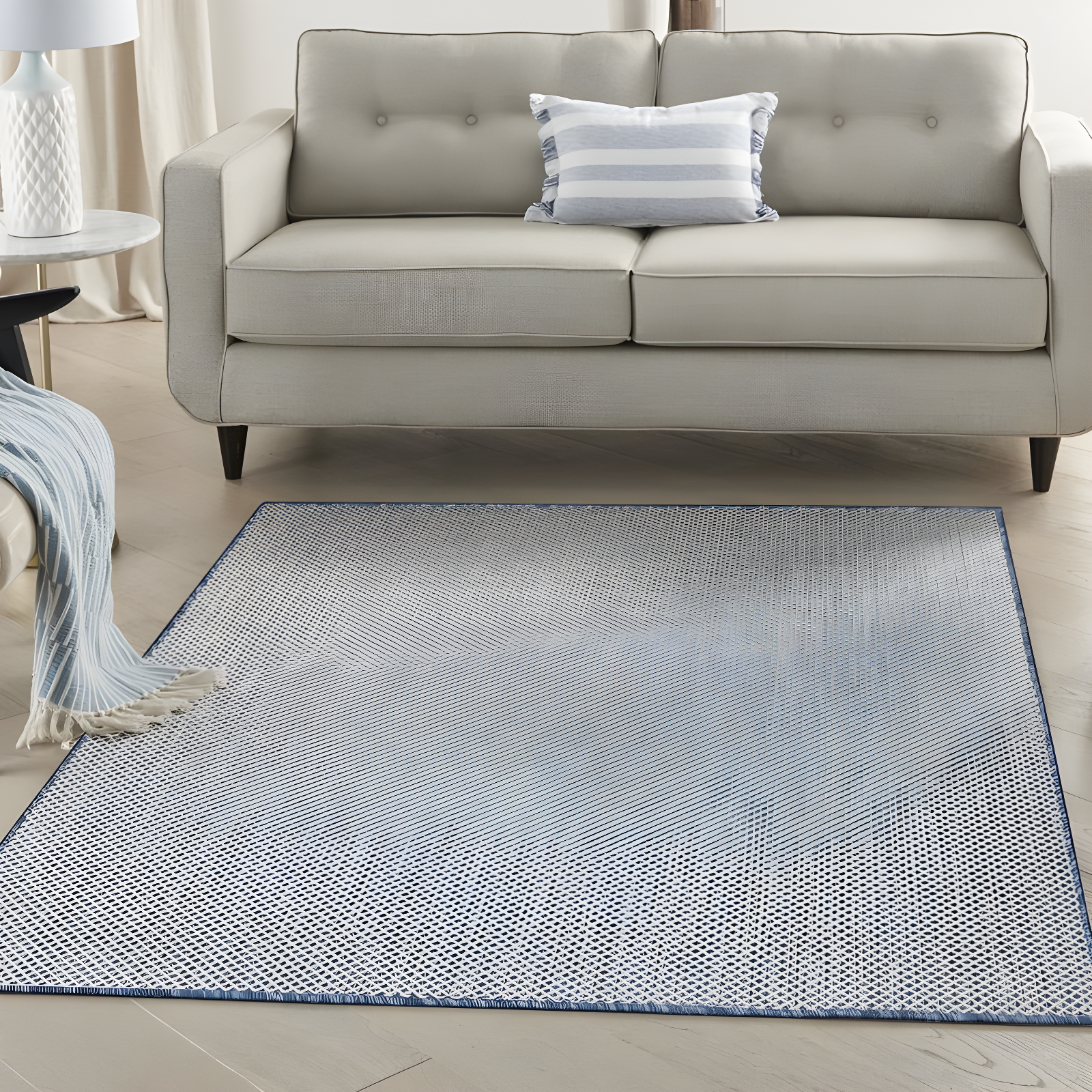 Nourison Courtyard COU01 Indoor/outdoor Area Rug - Ivory Blue 6' x 9'