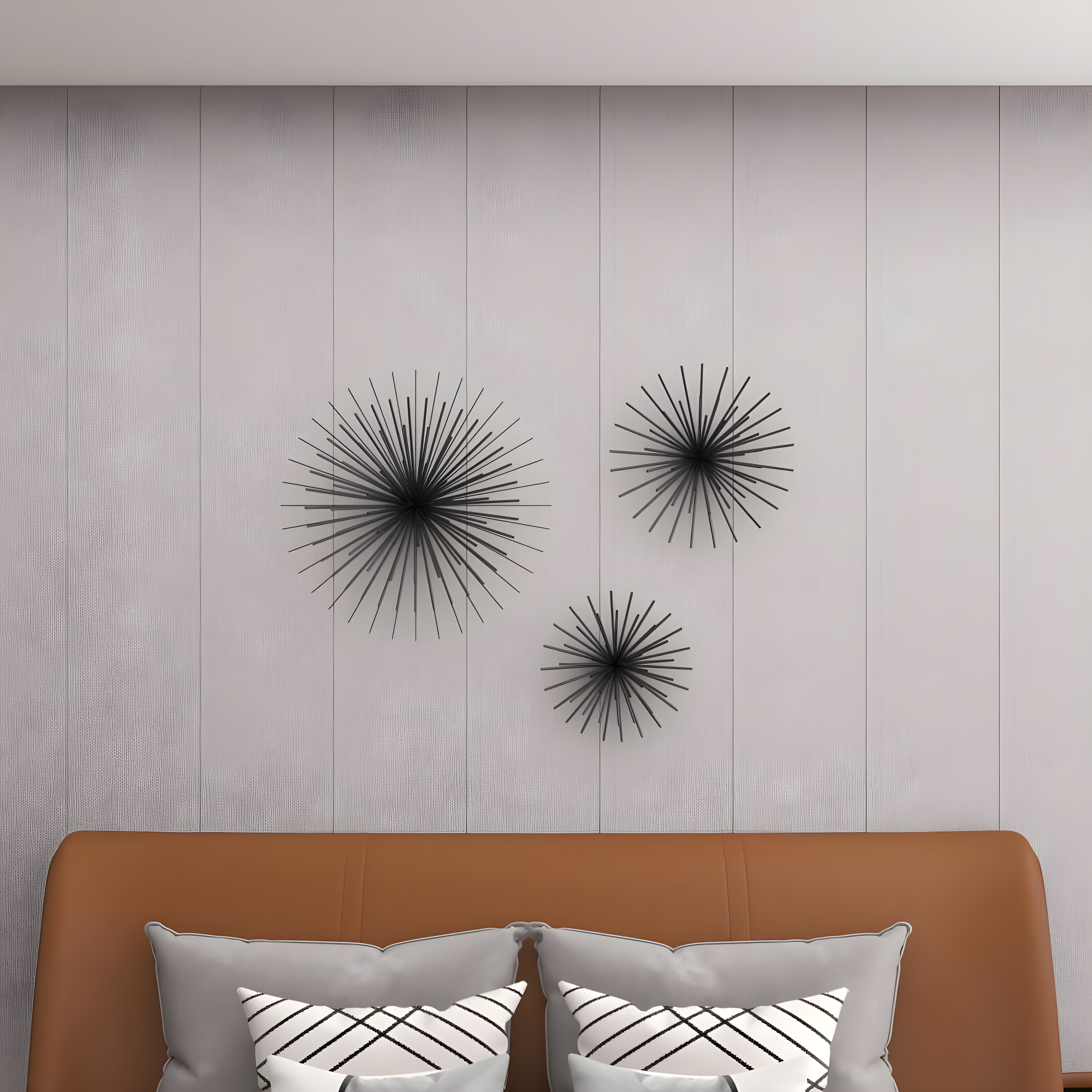 Set of 3 Metal Starburst 3D Wall Decors Black - Olivia & May: Contemporary Iron Artwork, Vertical Display