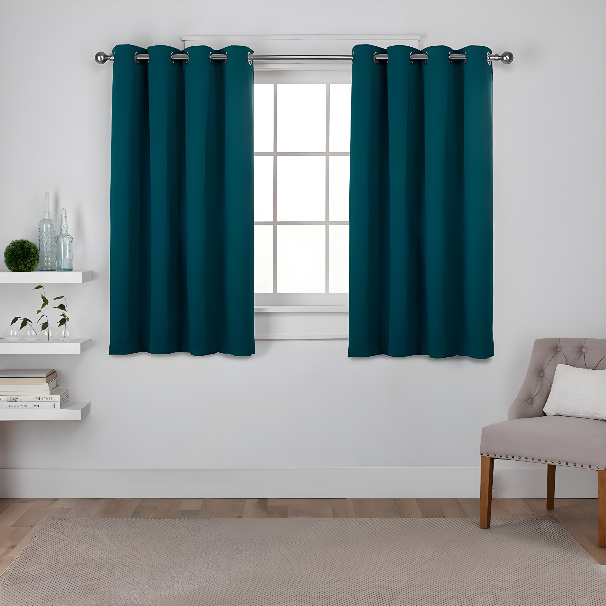 Set of 2 (63"x52") Sateen Twill Weave Insulated Blackout Grommet Top Window Curtain Panels Teal - Exclusive Home