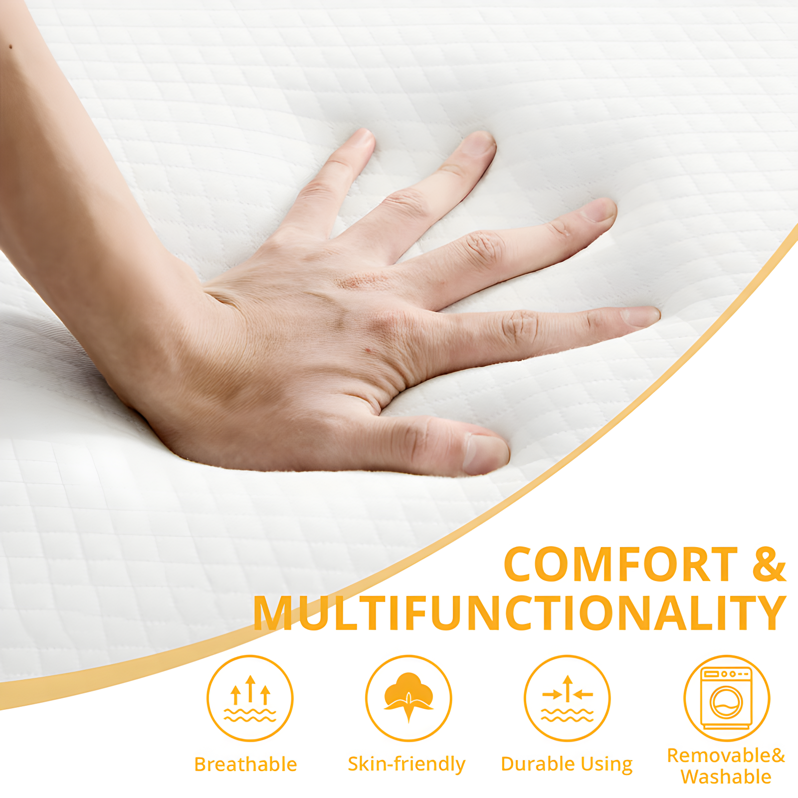 Salaam 3" Tri-fold Memory Foam Folding Mattress Topper for Camping, Foldable Mattress Topper with Washable Cover