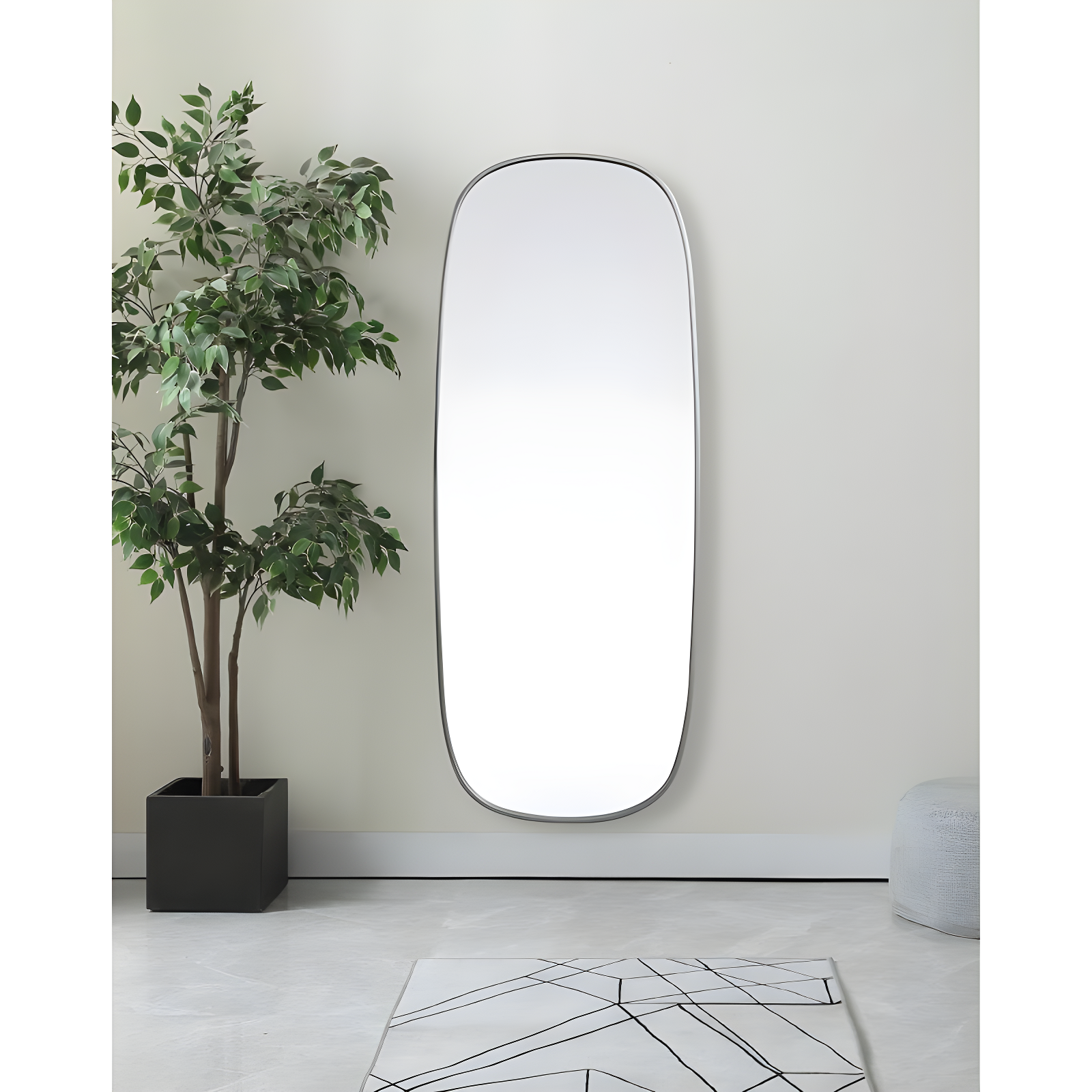 Elegant Lighting Metal Frame Oval Mirror 24x60 Inch in Silver